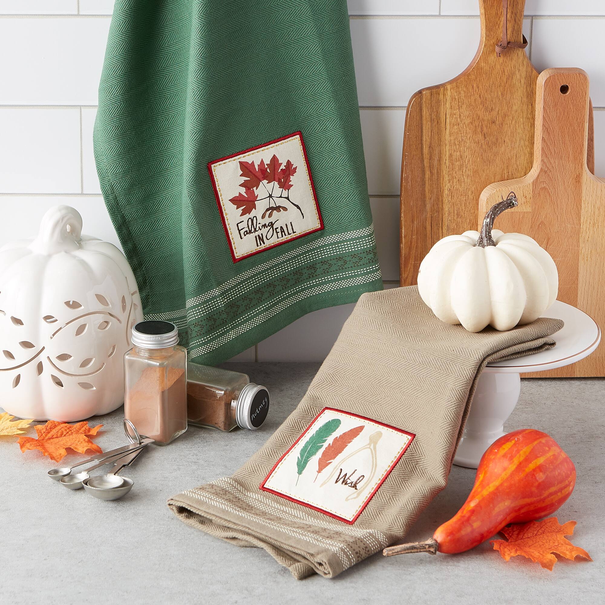 DII® Falling In Fall Embroidered Dishtowel Set