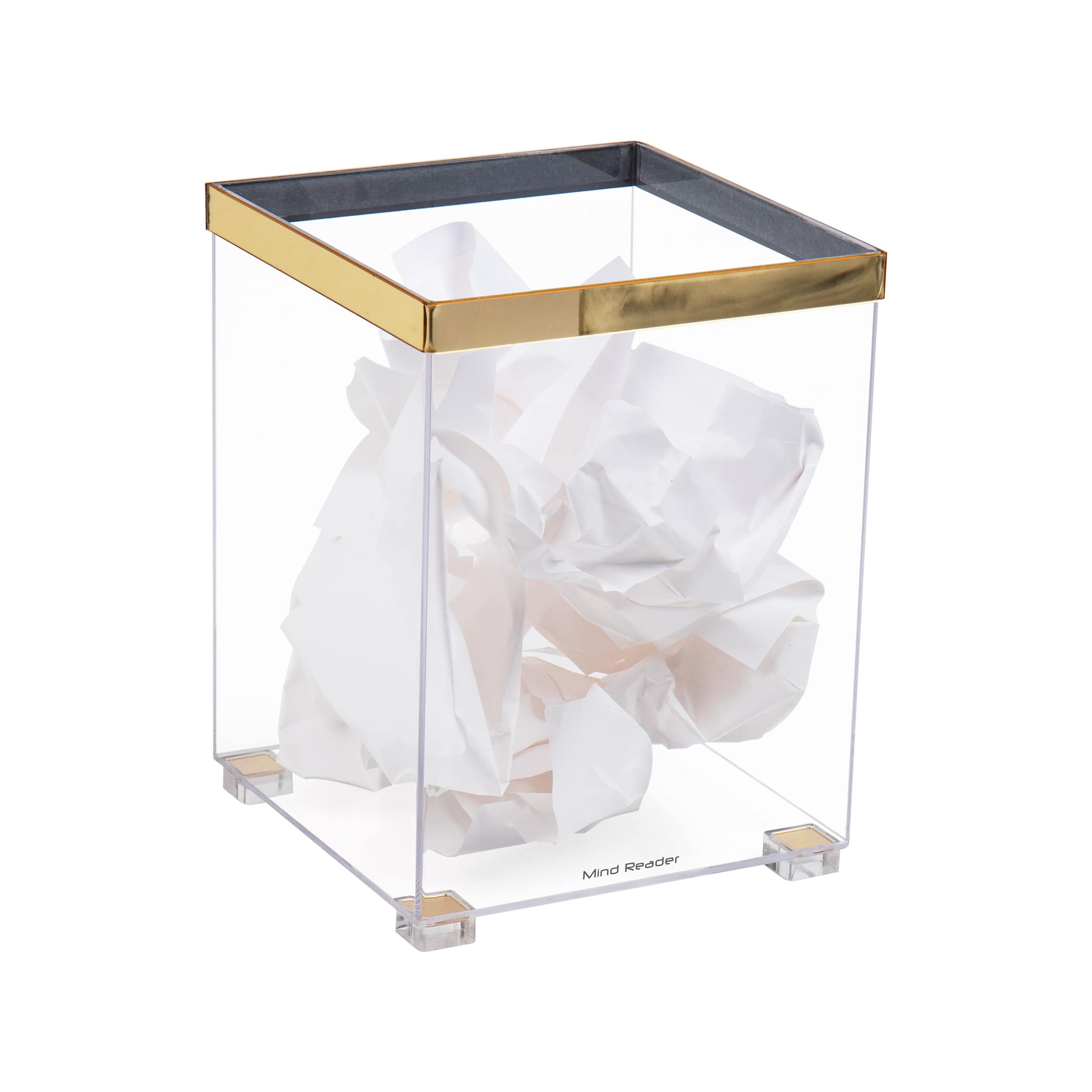 Mind Reader Cosmopolitan Collection Gold Wastepaper Basket