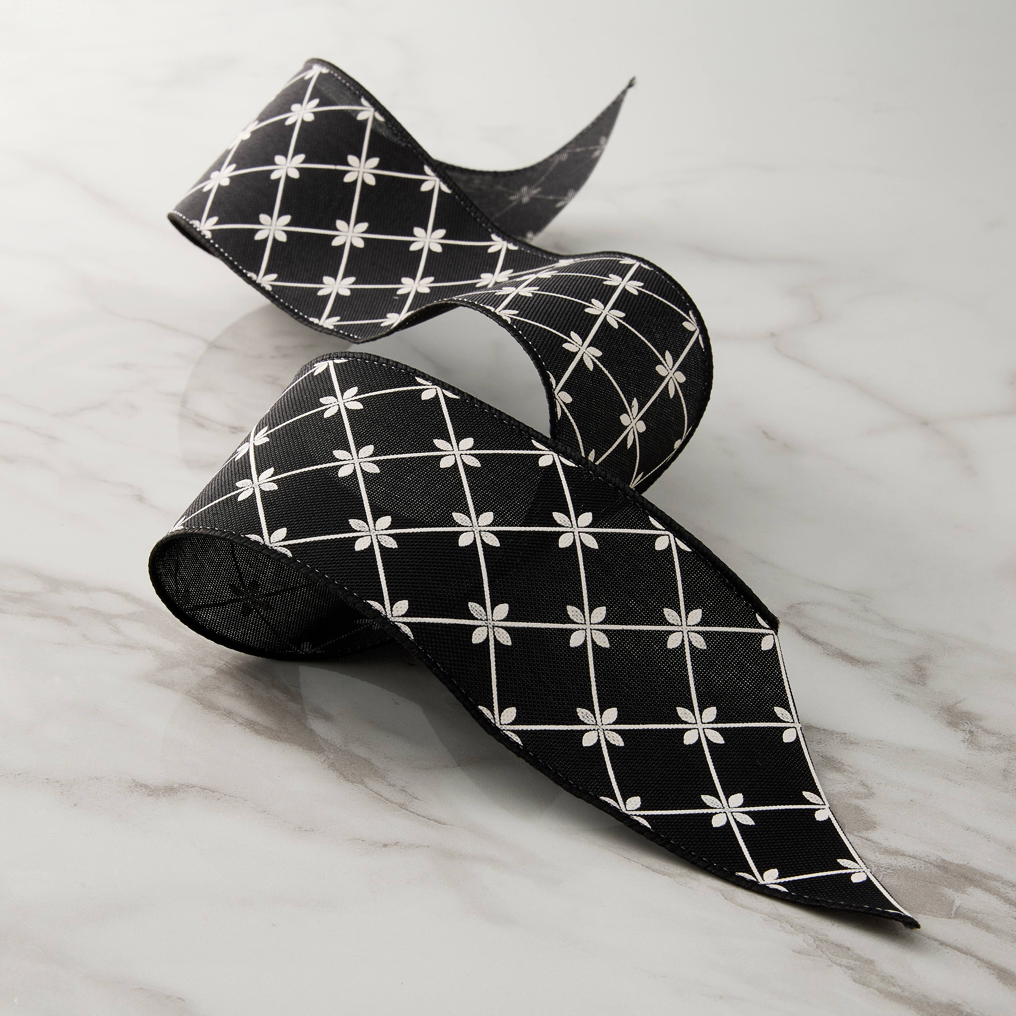 2.5&#x22; x 3yd. Wired Black &#x26; White Checkered Ribbon by Celebrate It&#x2122; Classic