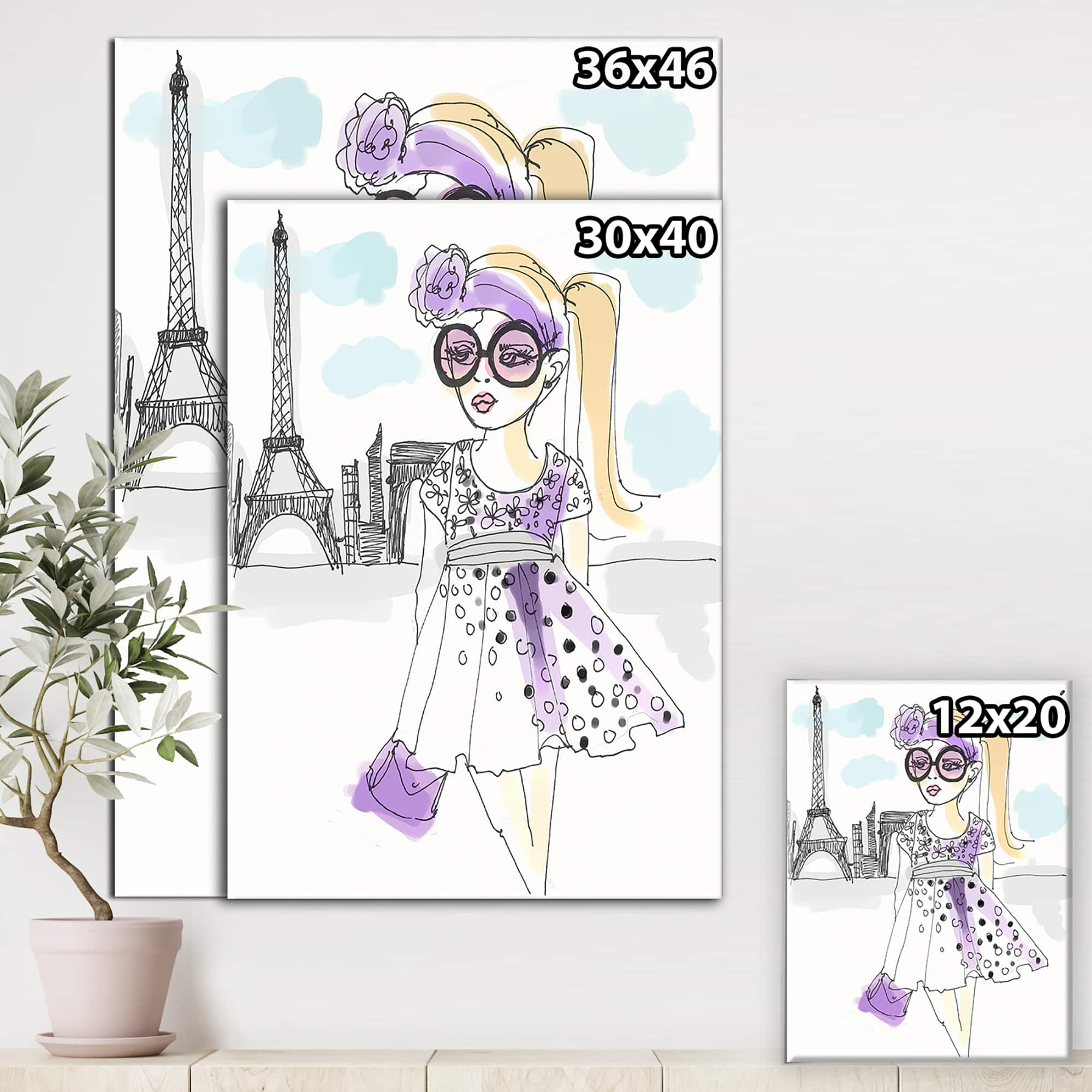 Designart - Born In Paris - Fashion Canvas Art Print