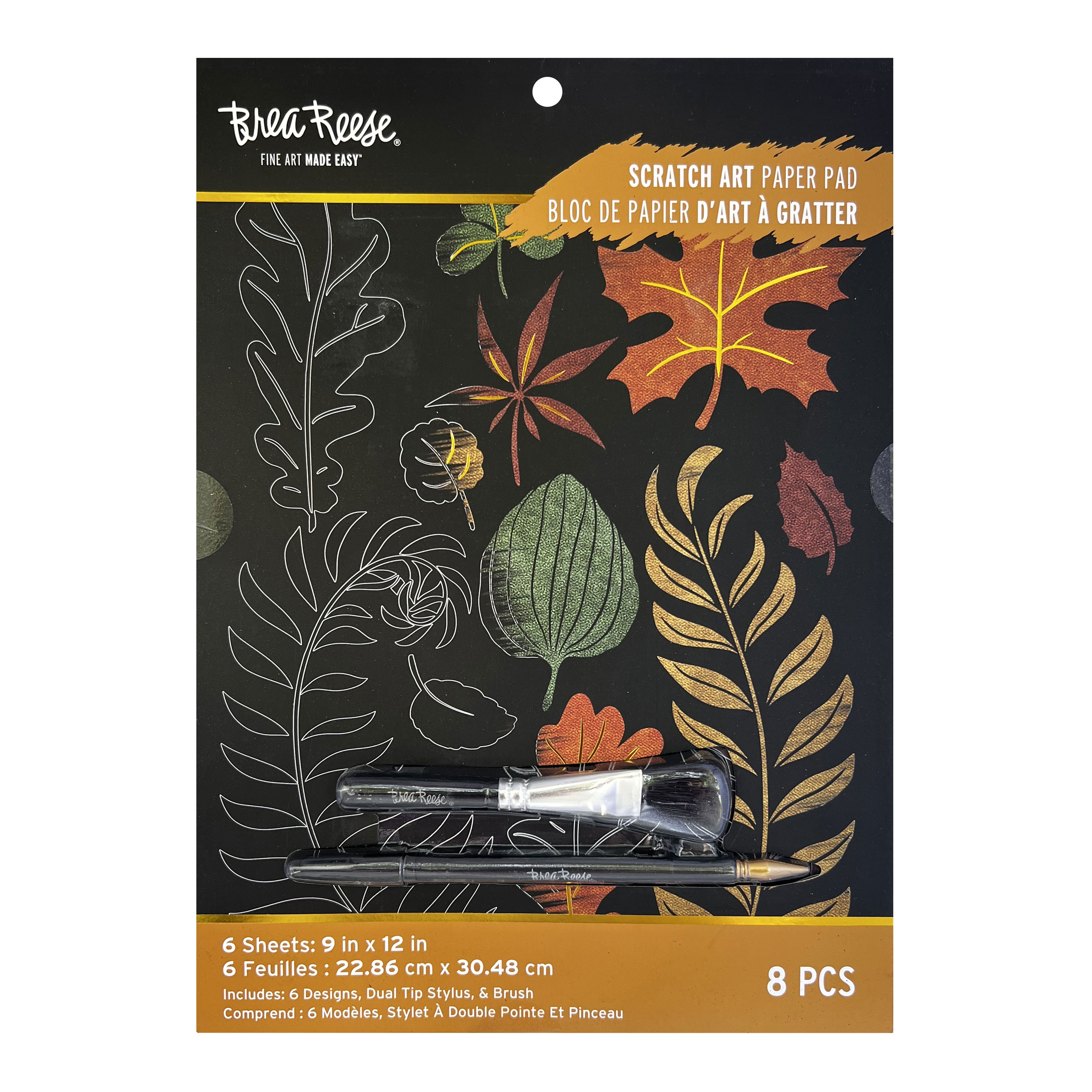Brea Reese&#x2122; 9&#x22; x 12&#x22; Autumn Prints Scratch Art Paper Pad