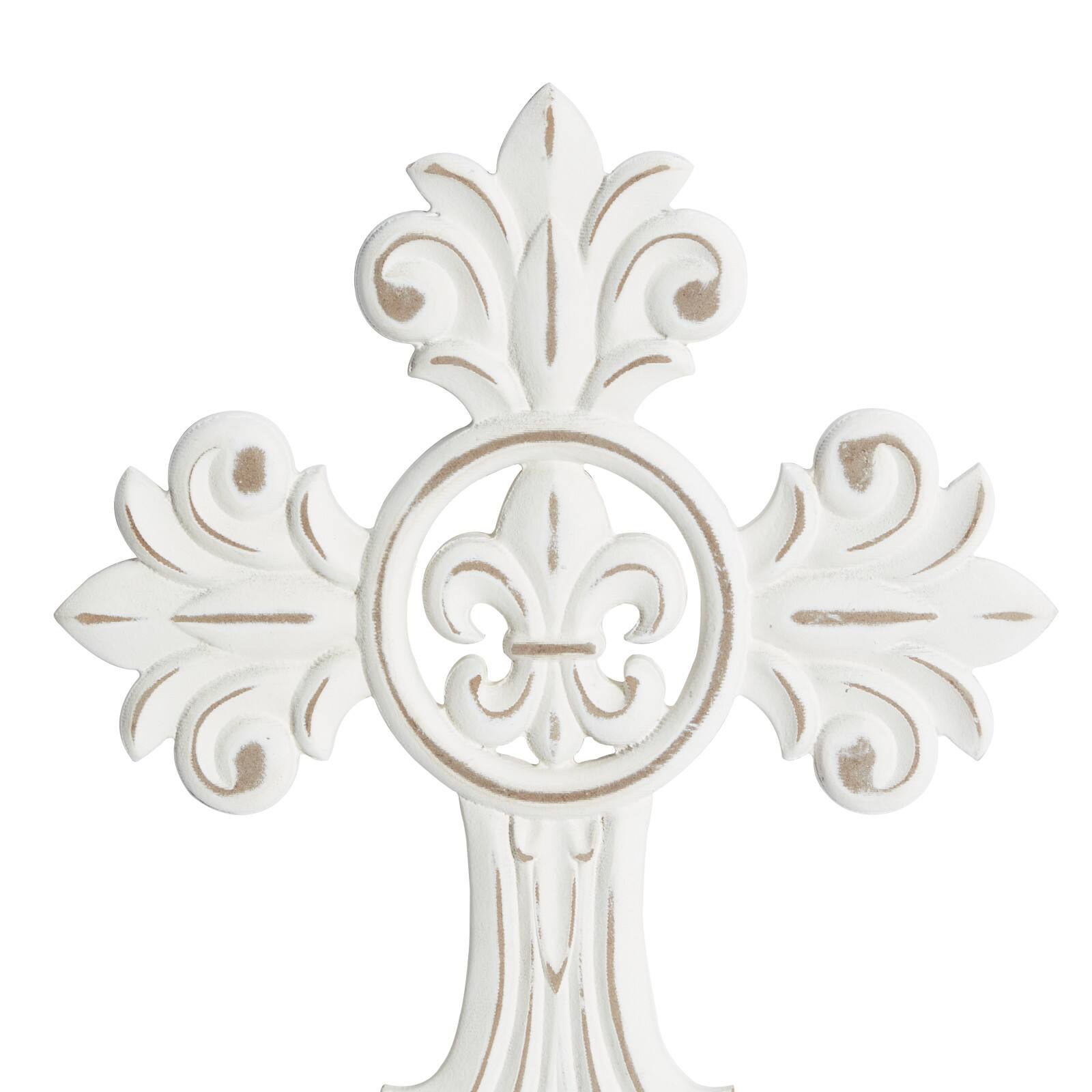 Set of 3 White Wood Traditional Wall Decor 11&#x22;, 10&#x22;