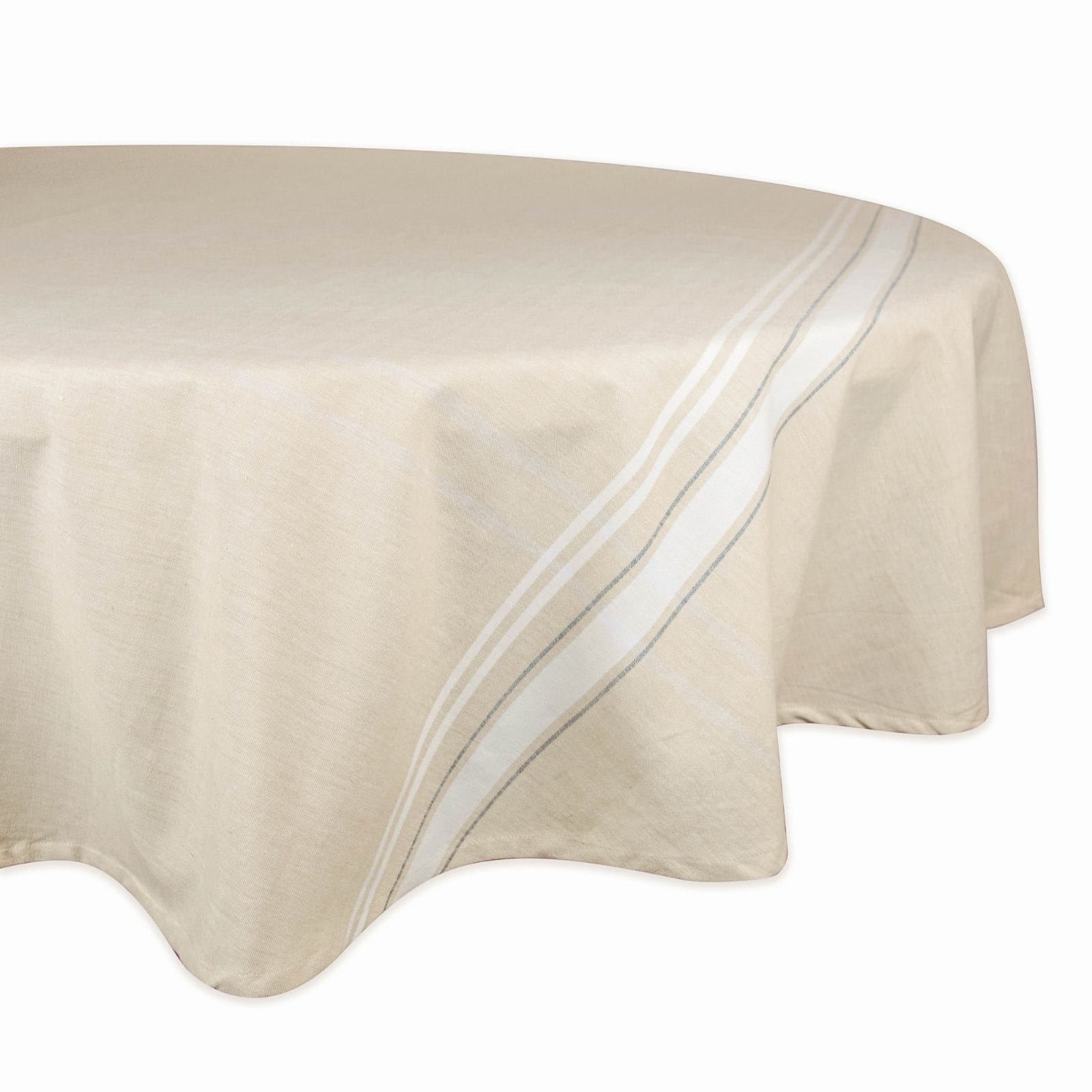 DII&#xAE; 70&#x22; Round White French Stripe Tablecloth