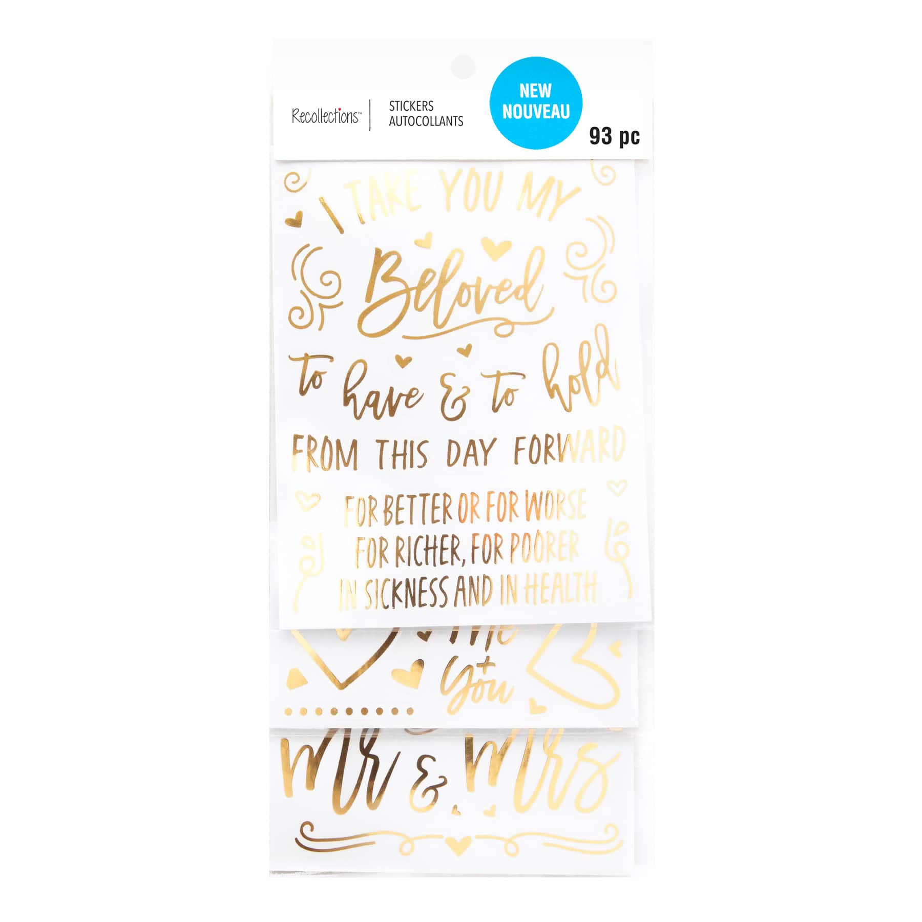12 Pack: Gold Wedding Phrase Stickers by Recollections&#x2122;