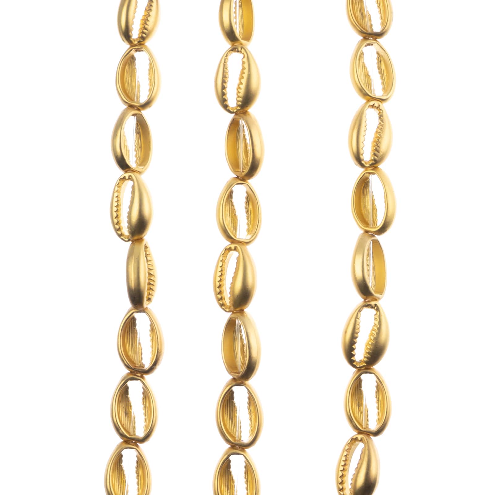 John Bead Matte Gold Metal Cowrie Beads, 16mm