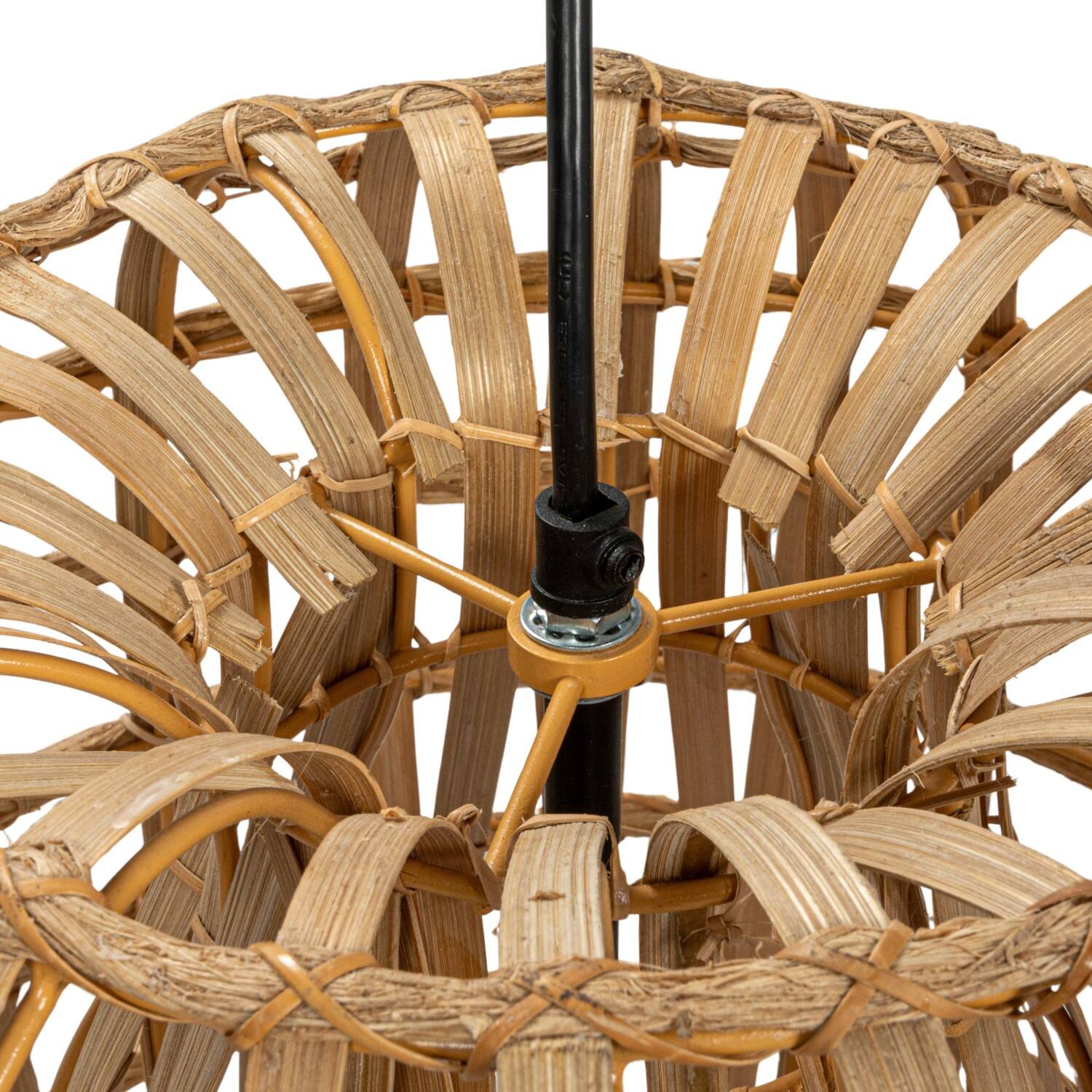 Hello Honey&#xAE; 18&#x22; Natural Round Woven Rattan &#x26; Bamboo Pendant Lamp