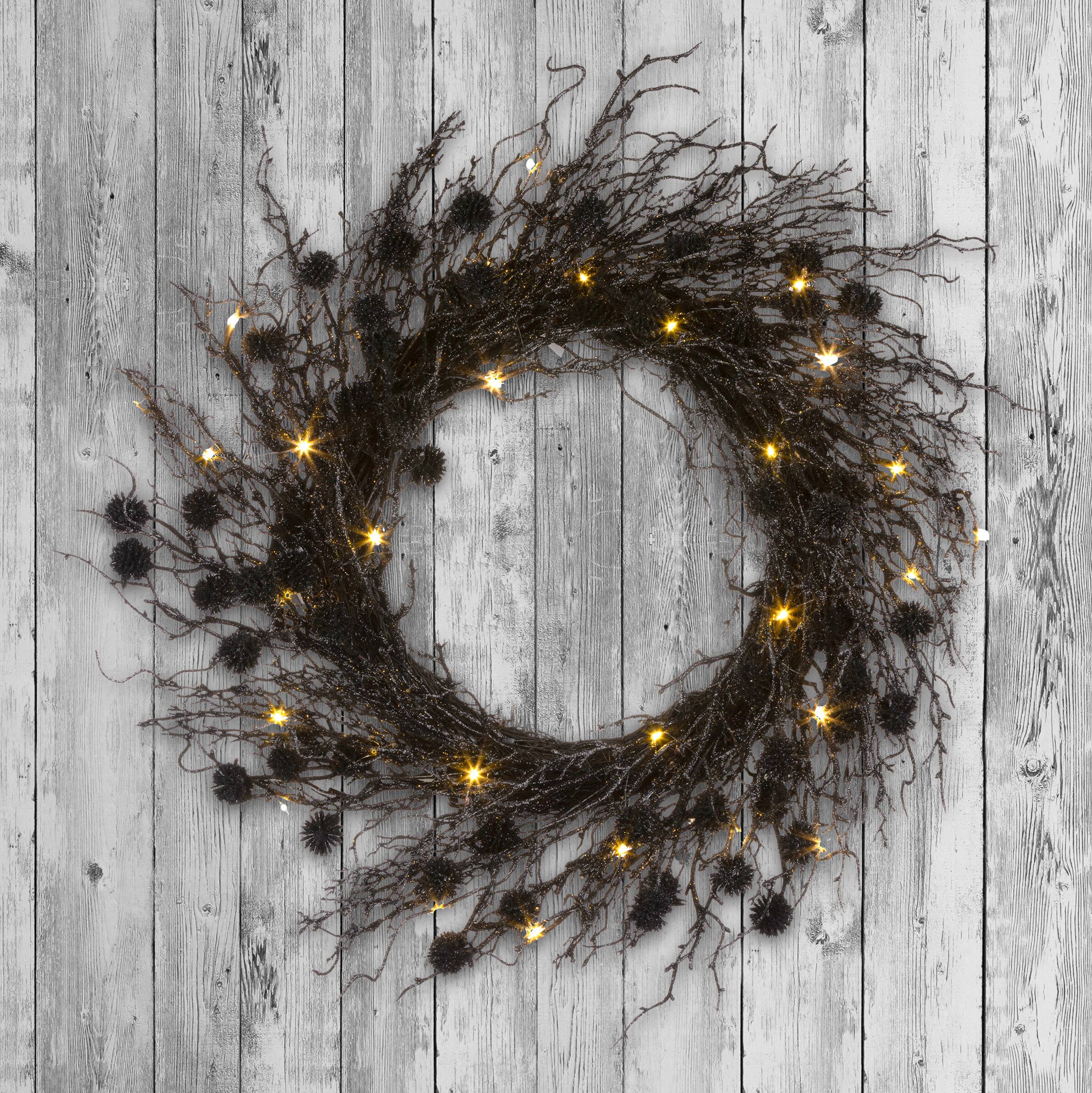 24" Halloween Deadwood Pre-Lit LED Wreath