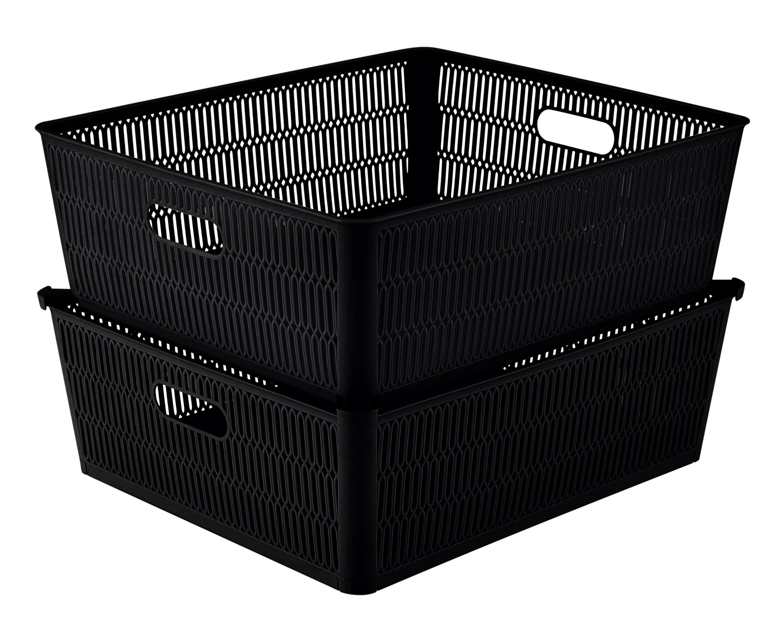 Simplify 2 Stack Slide Storage Tote Baskets White