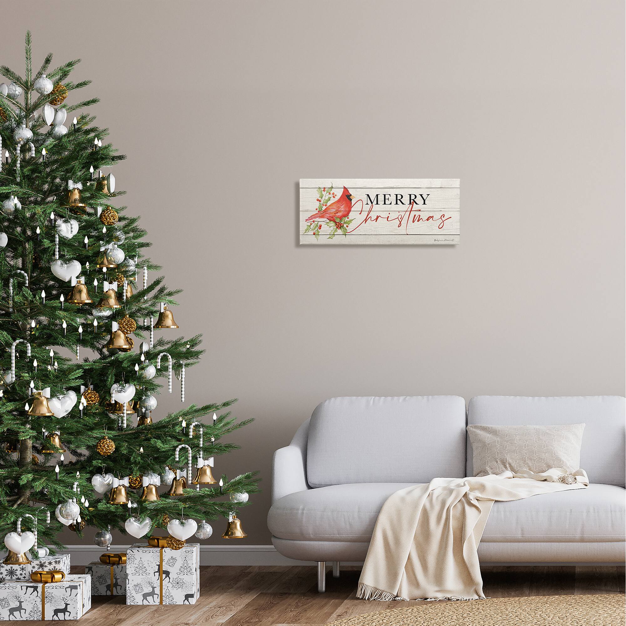Stupell Industries Merry Christmas Cardinal Canvas Wall Art