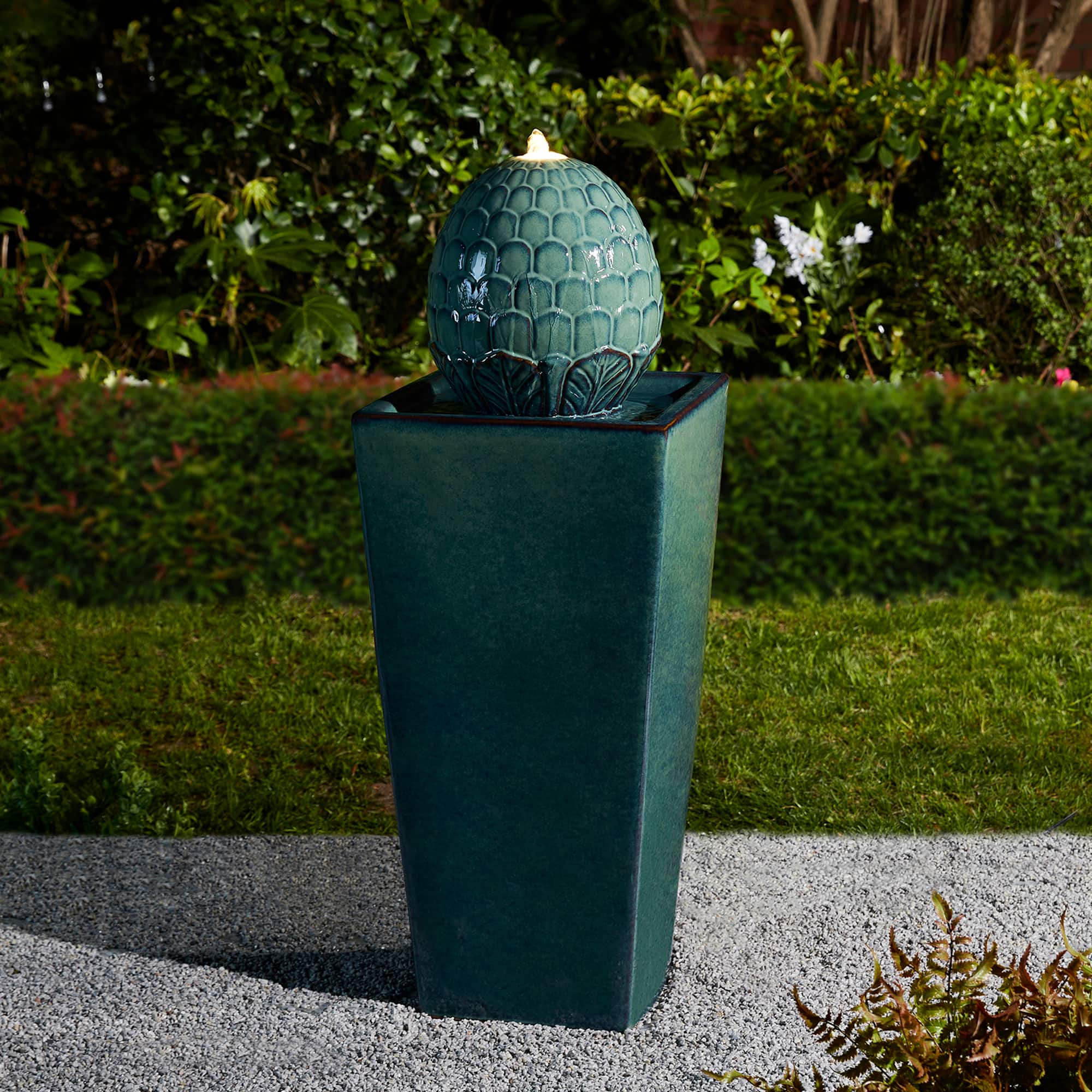 Glitzhome&#xAE; 36&#x22; LED Artichoke Pedestal Ceramic Fountain