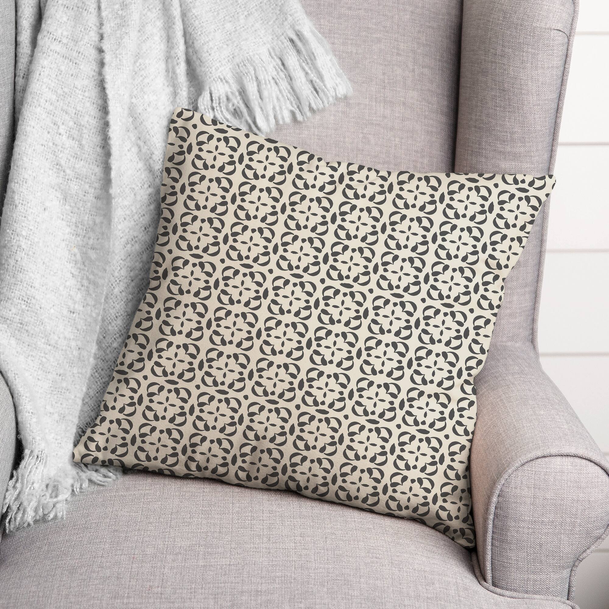 Gray Cream Tile Throw Pillow 18&#x22; x 18&#x22;