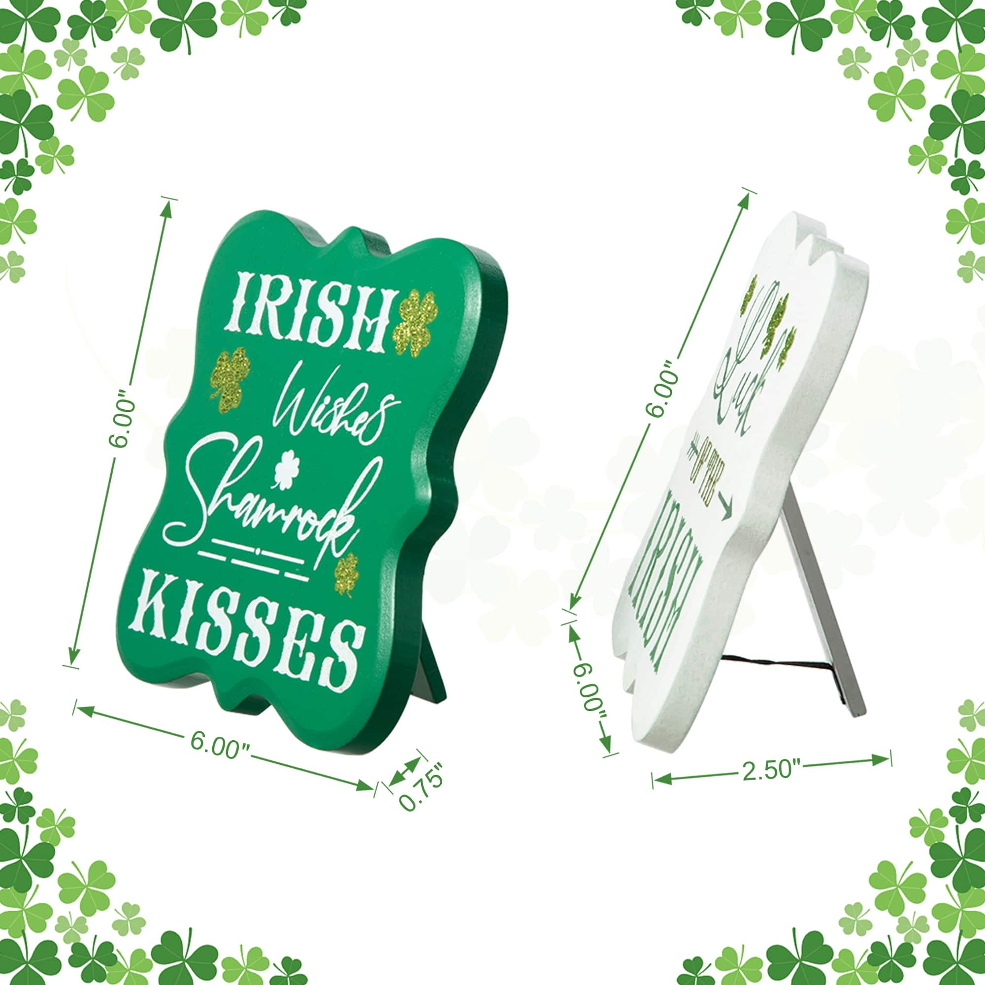 Glitzhome&#xAE; St. Patrick&#x27;s Wooden Table D&#xE9;cor Set