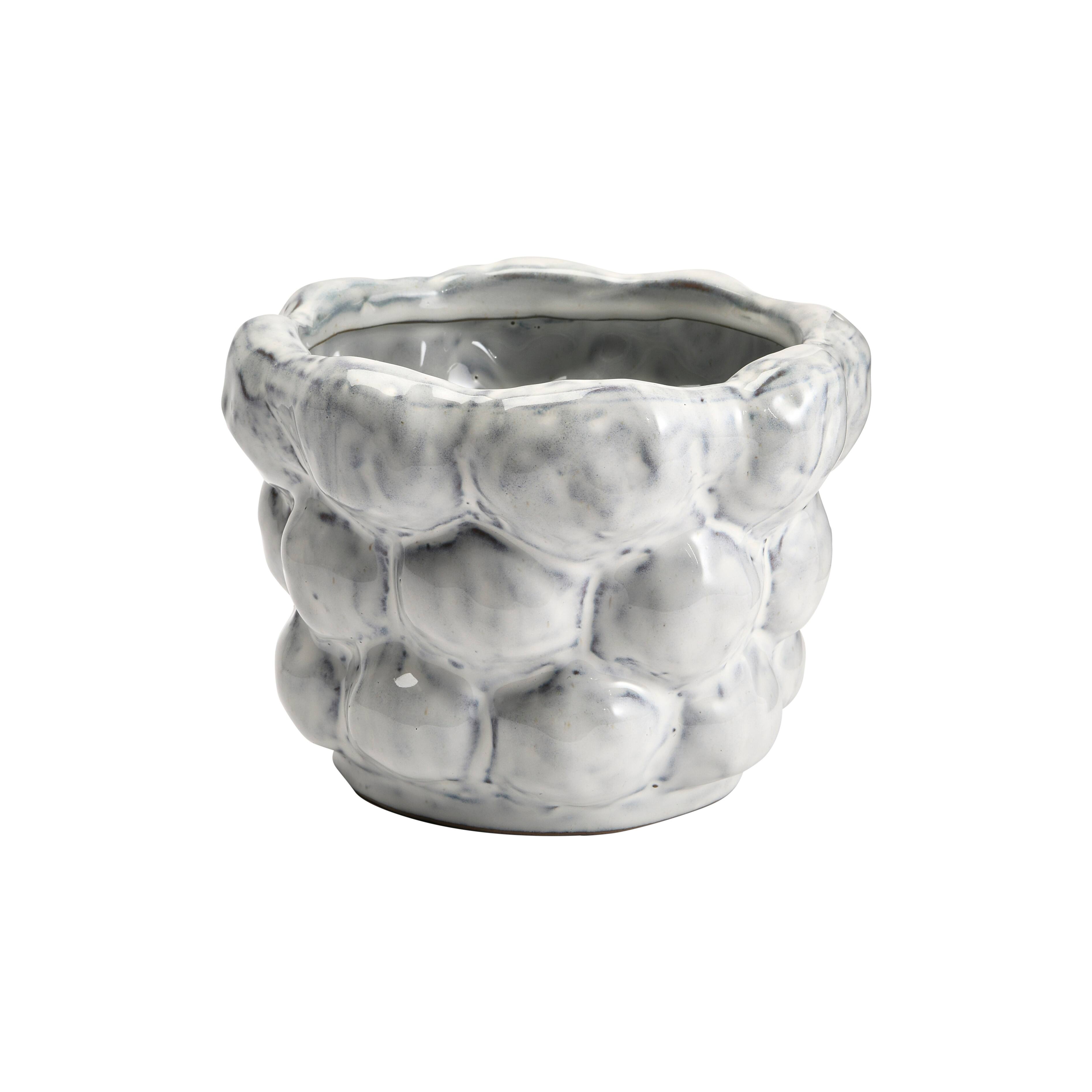 Hello Honey® 6.5" White Organically Shaped Stoneware Planter with Raised Dot Design