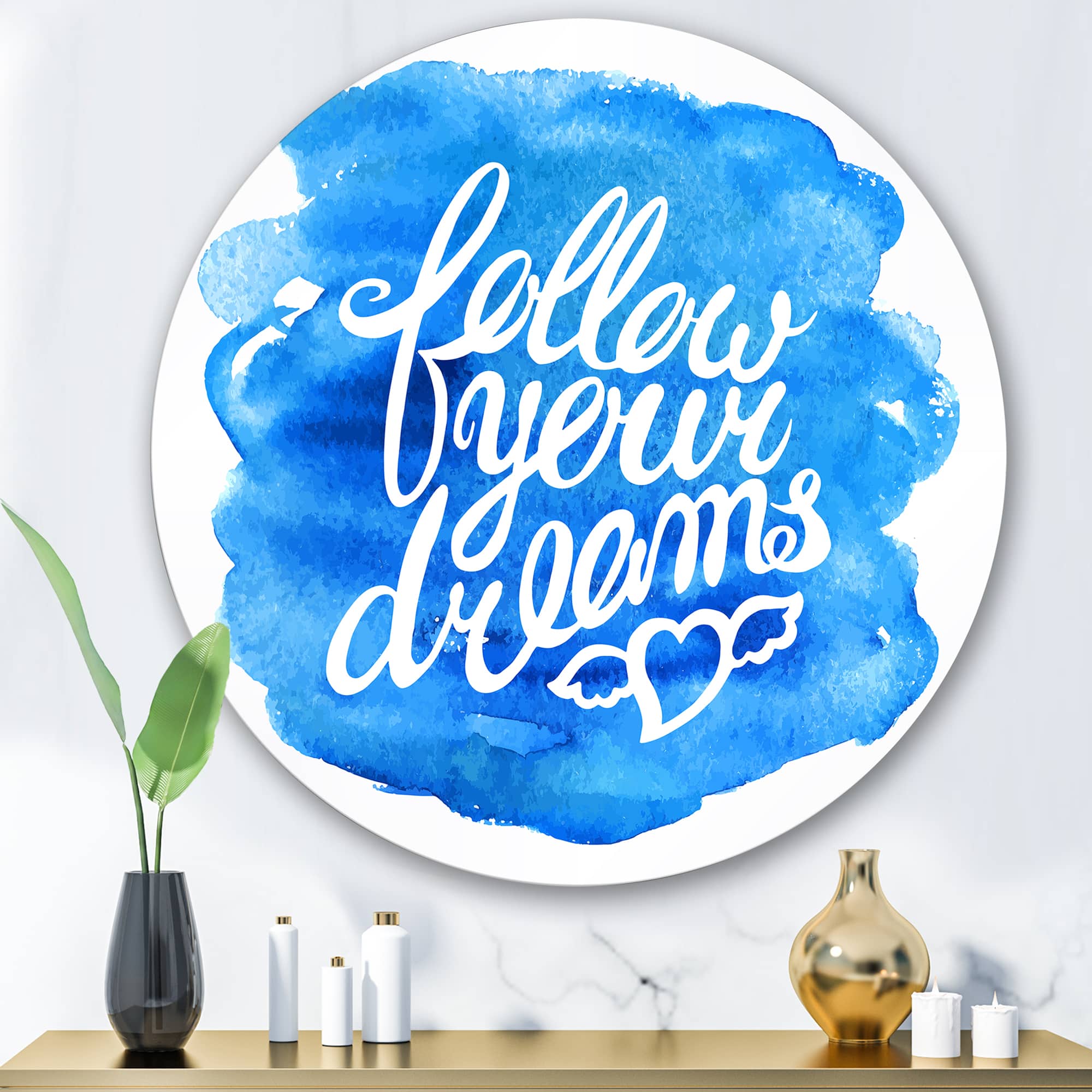 Designart - Follow Your Dreams I - Modern Metal Circle Wall Art