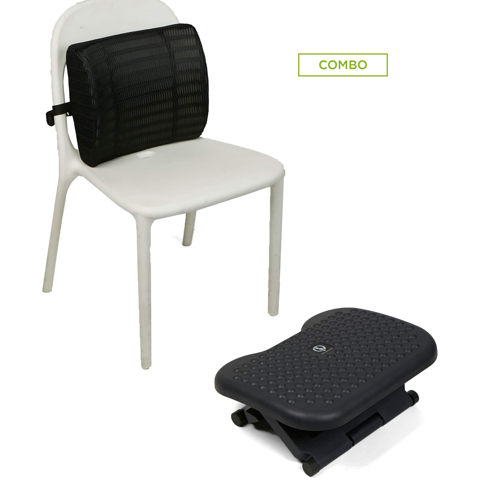 Mind Reader Black Lumbar Support Back Cushion &#x26; Foot Rest Set