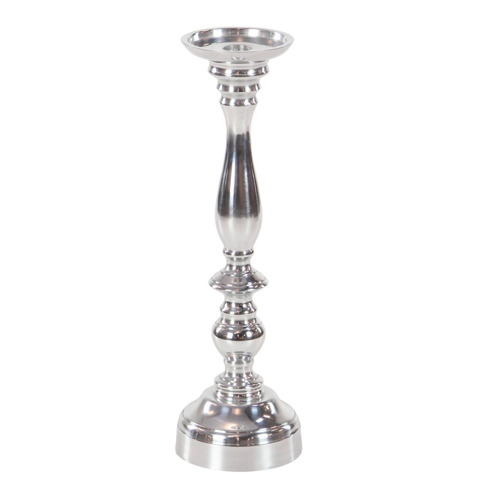Silver Aluminum Traditional Pillar Candle Holder