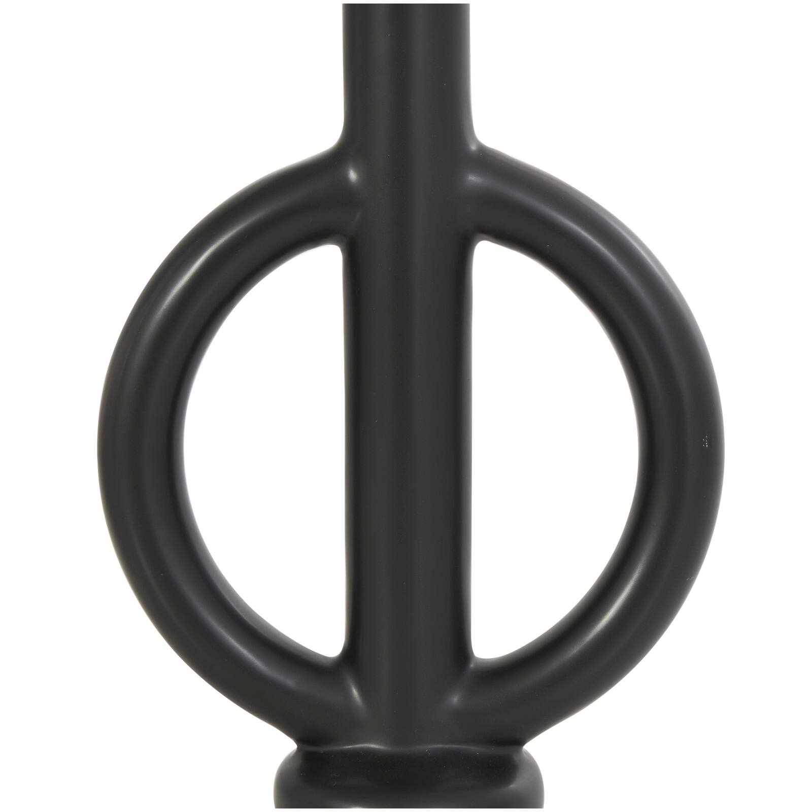 CosmoLiving by Cosmopolitan 10" Black & White Ceramic Geometric Ring Taper Candle Holder Set