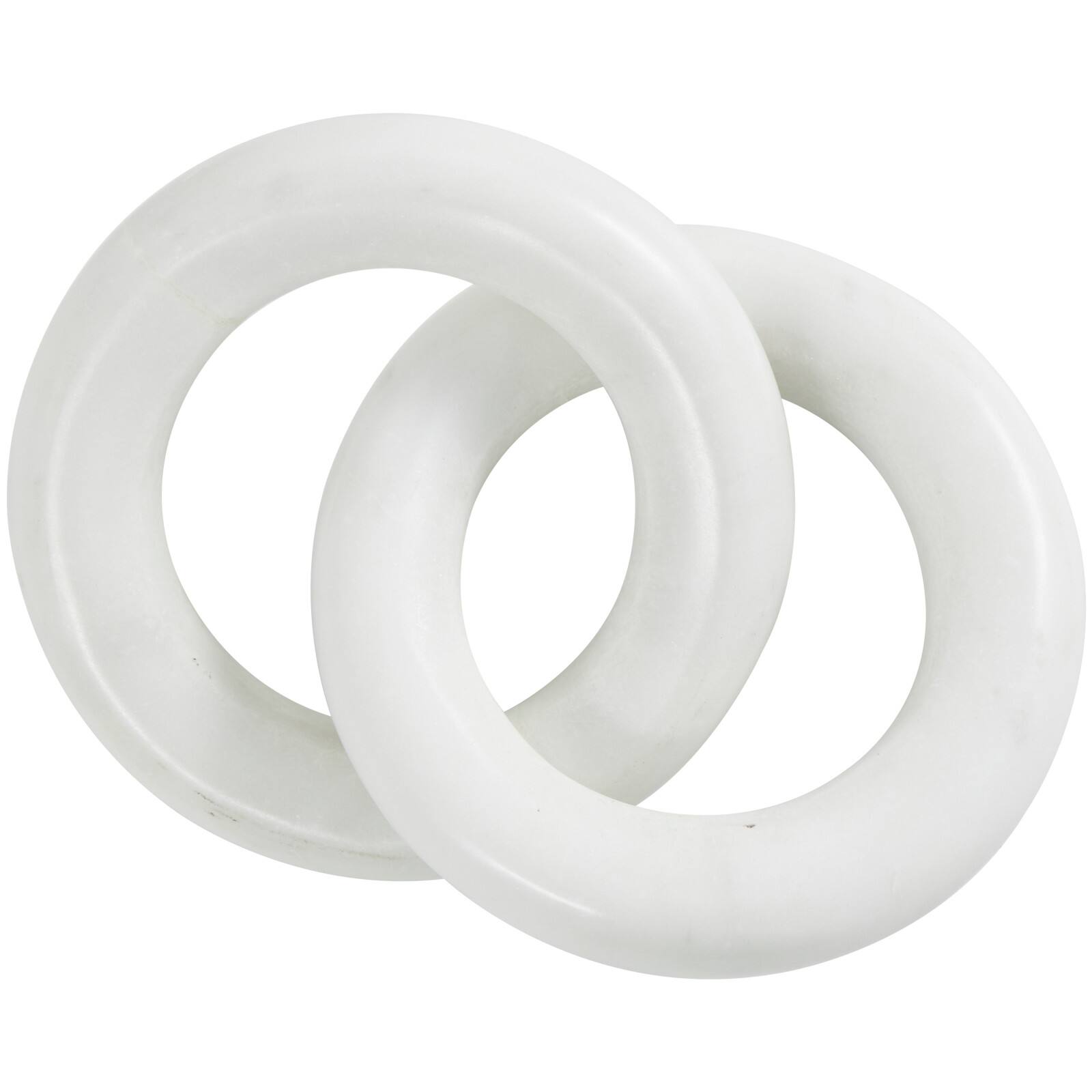 7" White Marble Geometric 2-Link Chain Sculpture