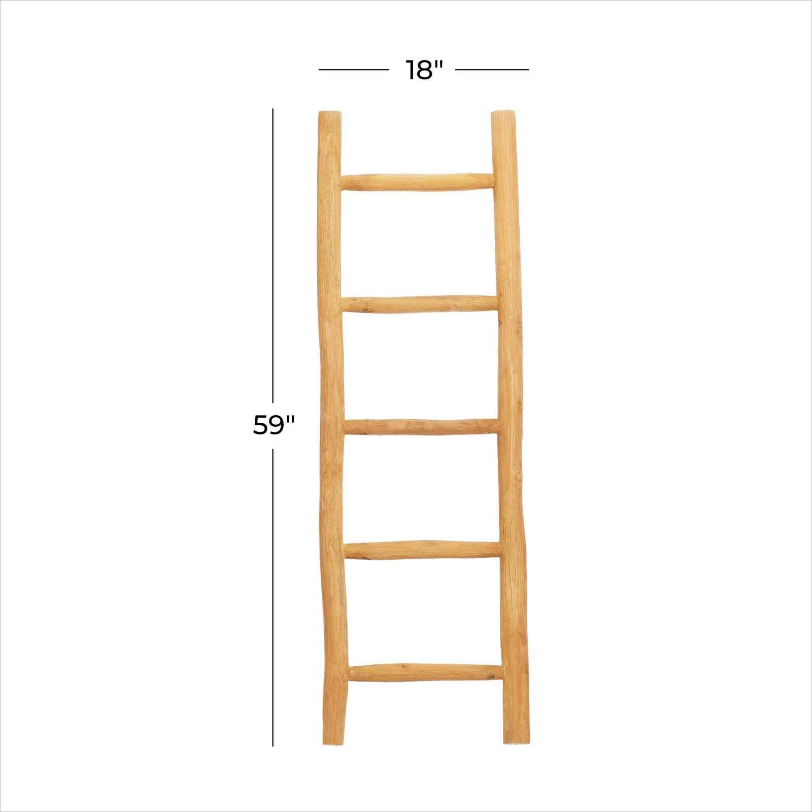 59" Brown Teak Wood Natural Ladder