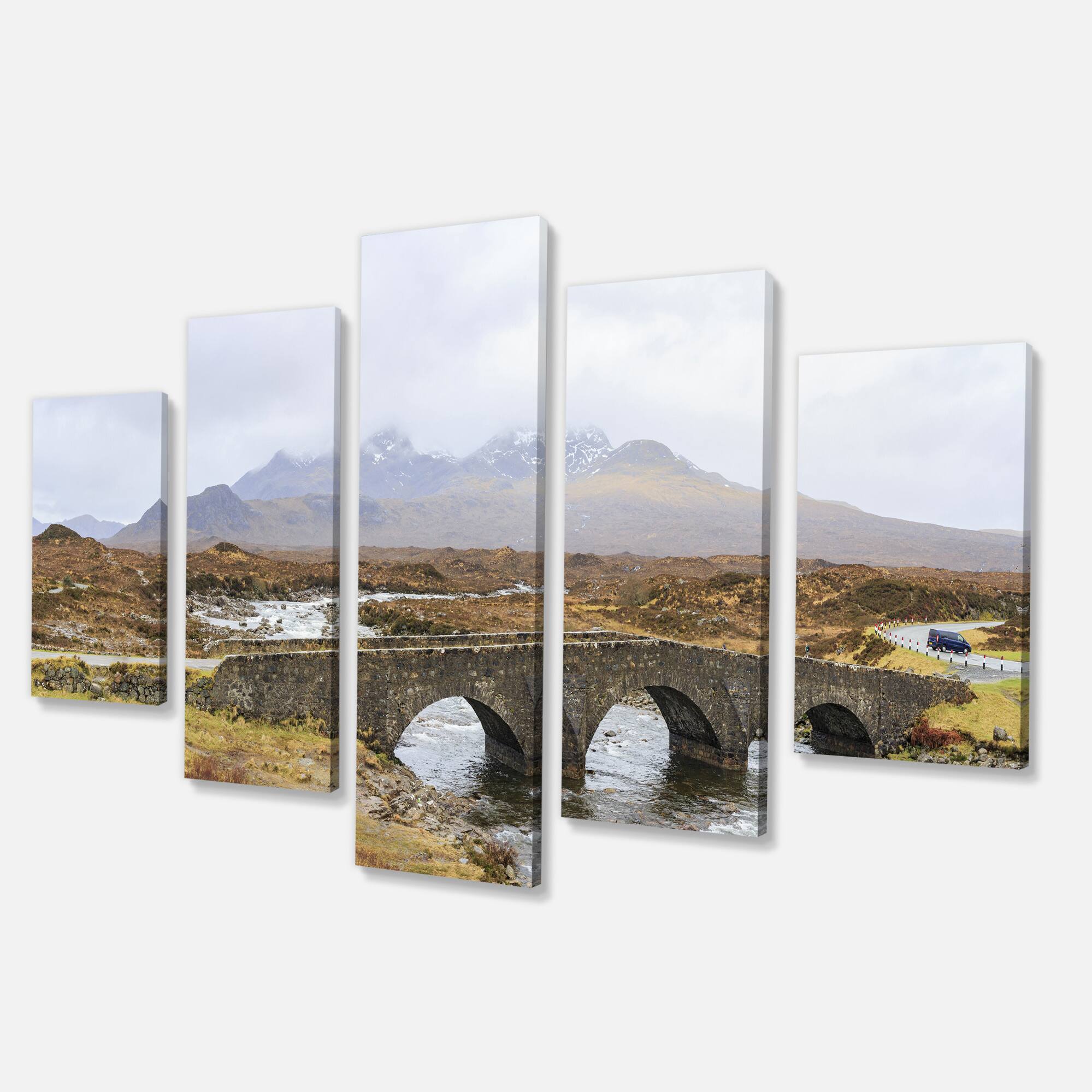 Designart - Sligachan Old Bridge Panorama - Landscape Artwork Canvas