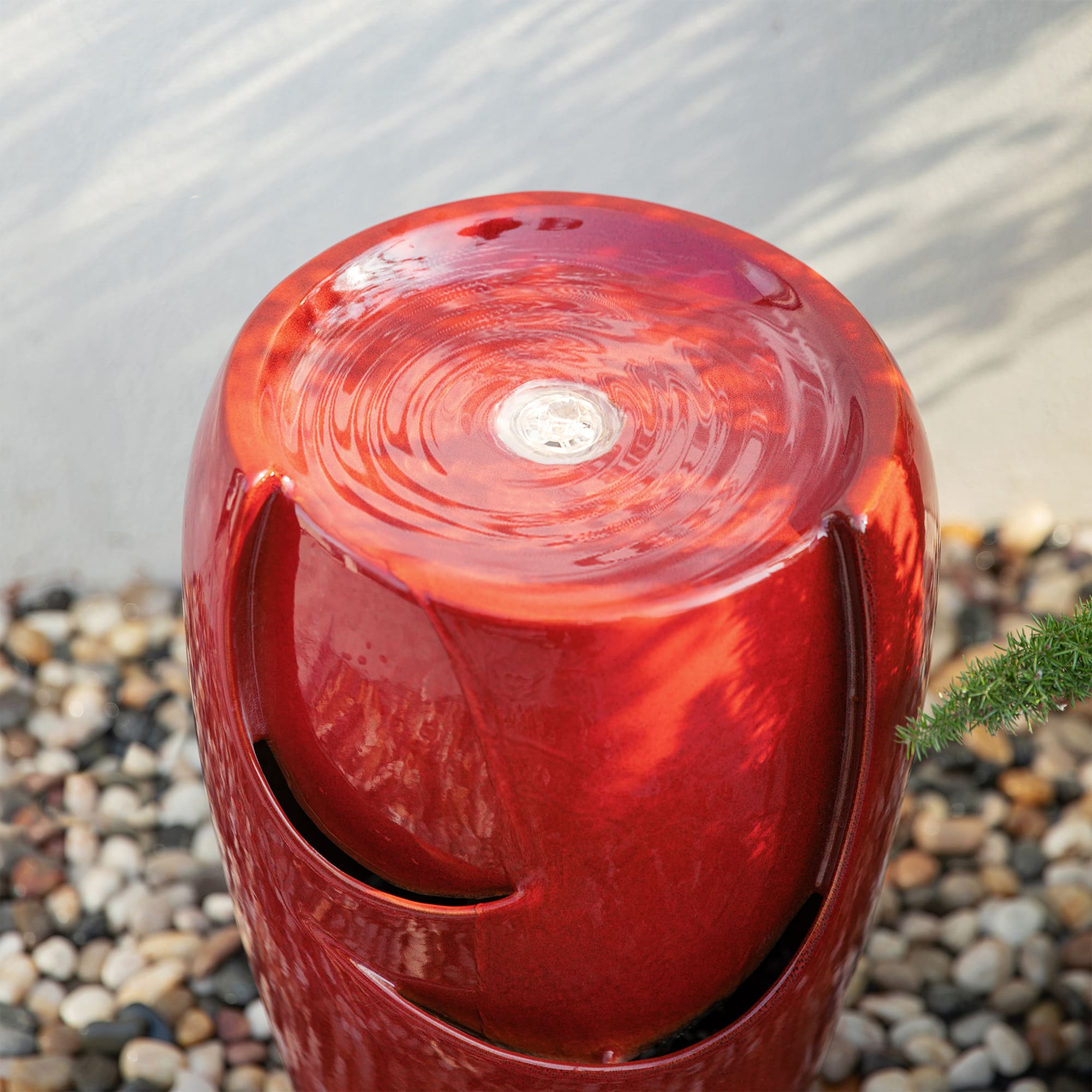 Glitzhome&#xAE; 21&#x22; Red LED Ceramic Fountain