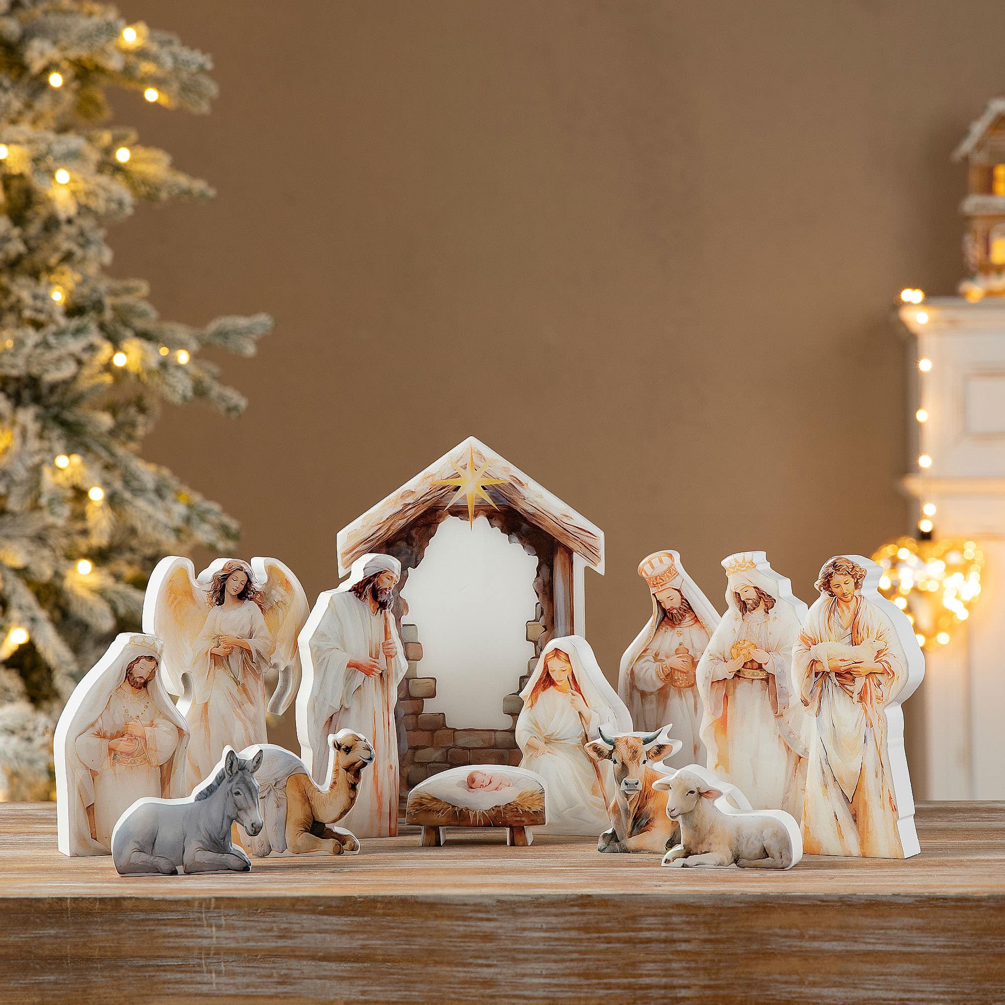 Glitzhome&#xAE; Christmas Nativity Figurine Set