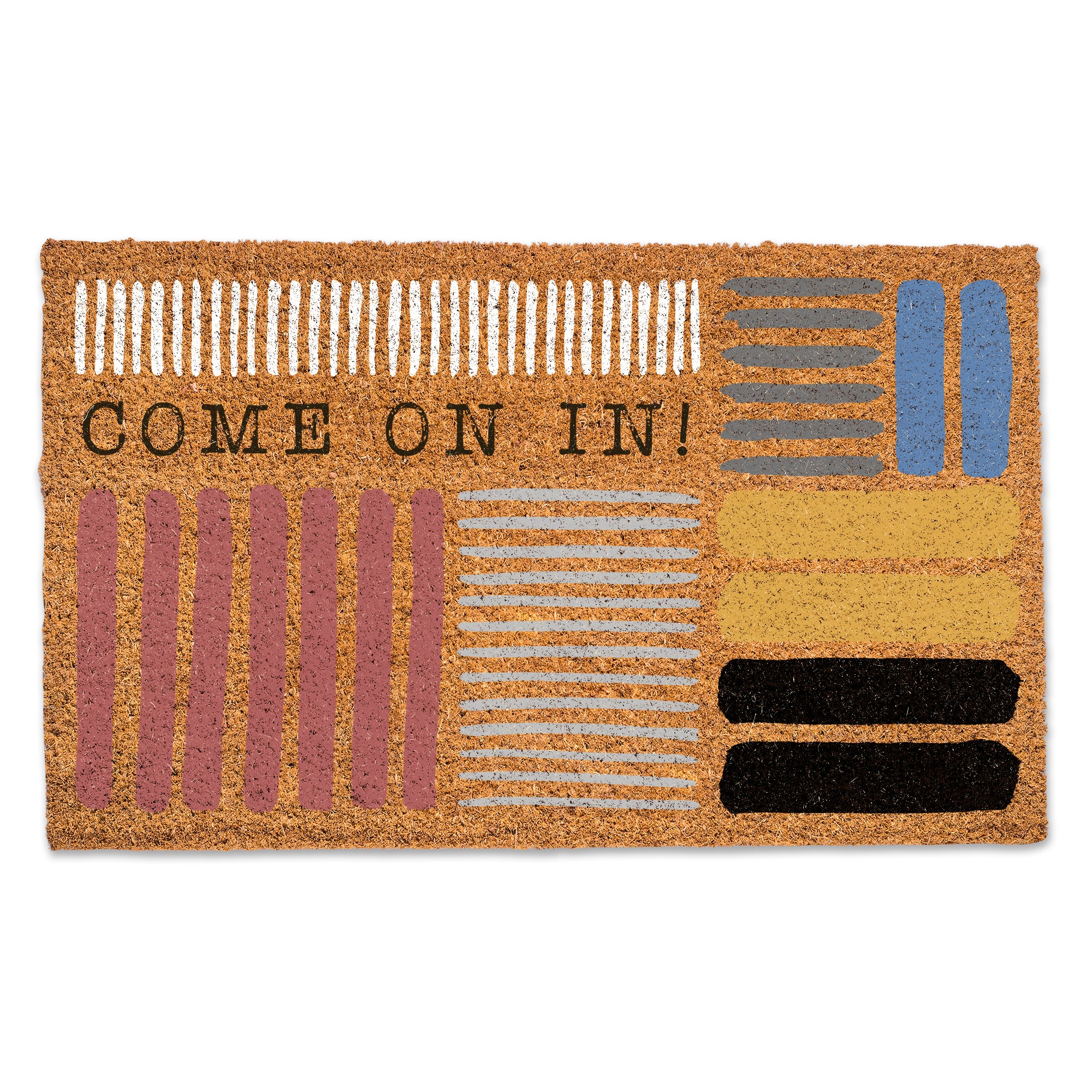 Come On In Colored Stripes Doormat