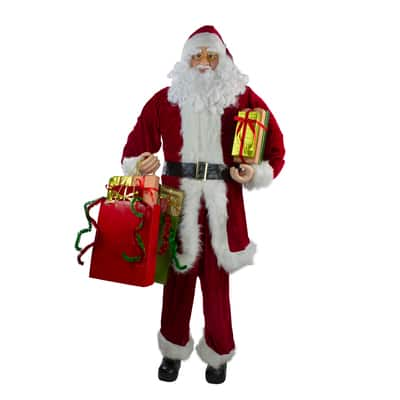 6ft. Red & White Standing Santa Claus with Presents Christmas Figure ...