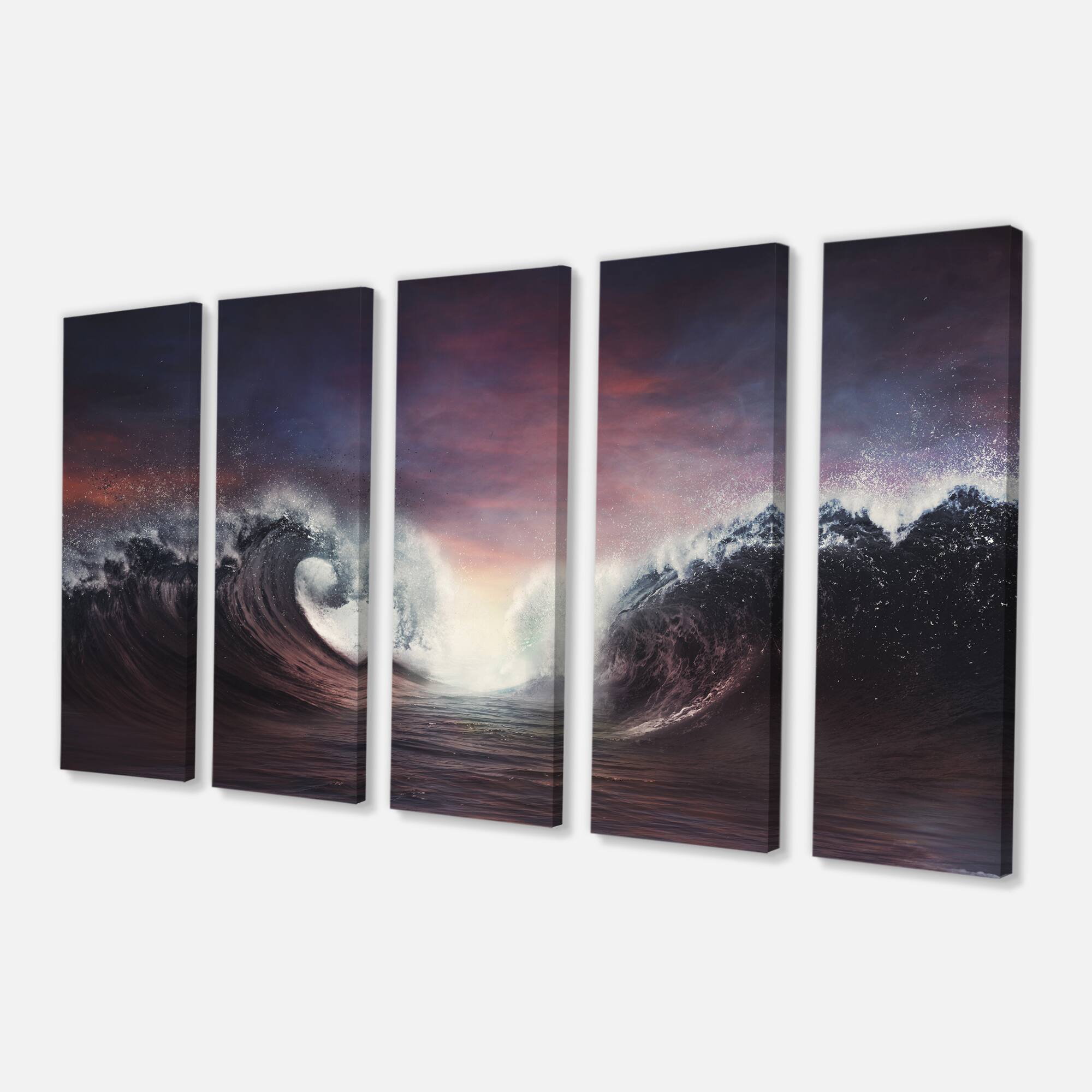 Designart - Dark Parting Ocean with Colorful Clouds - Seascape Canvas Art Print