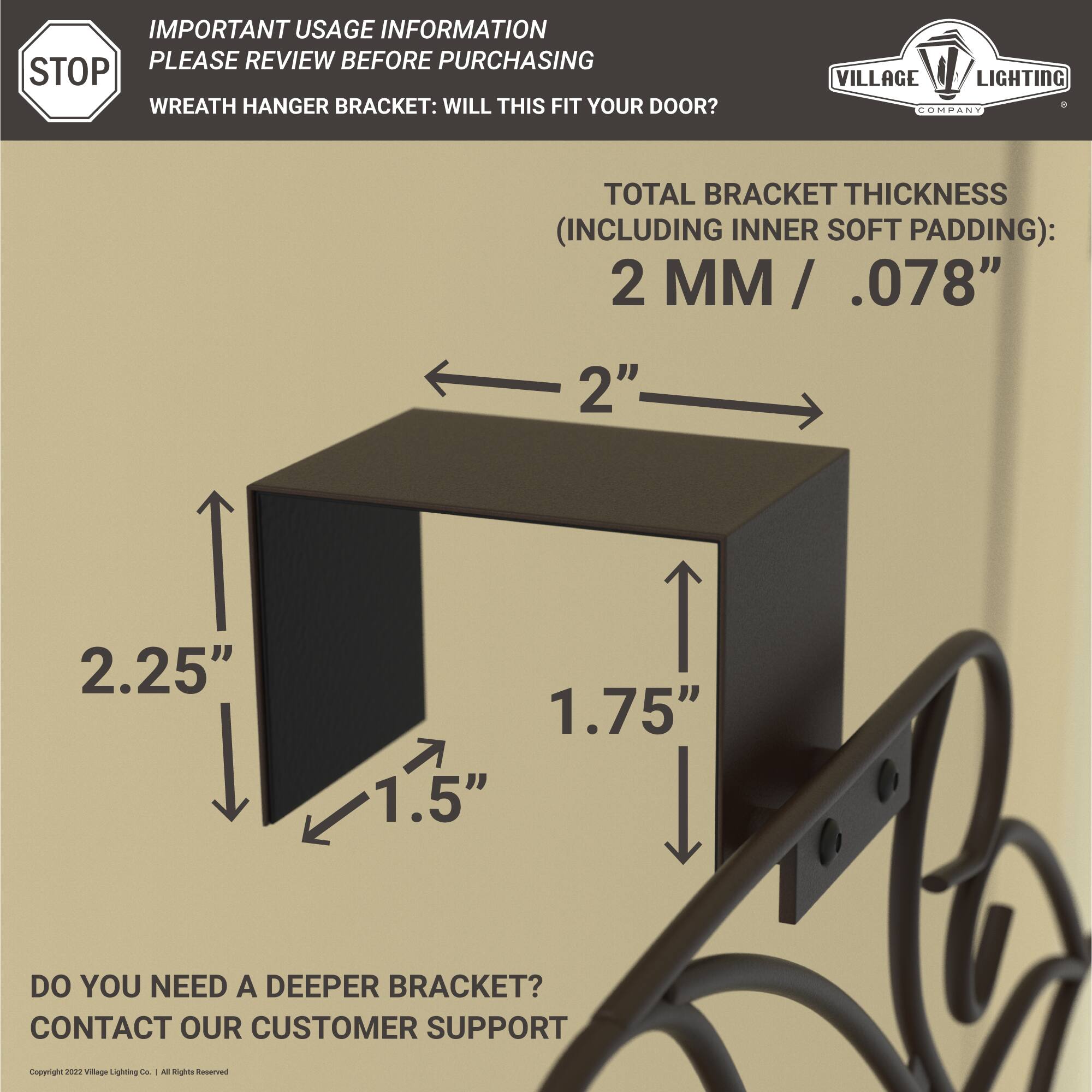 Village Lighting Adjustable Elegant Wreath Hanger