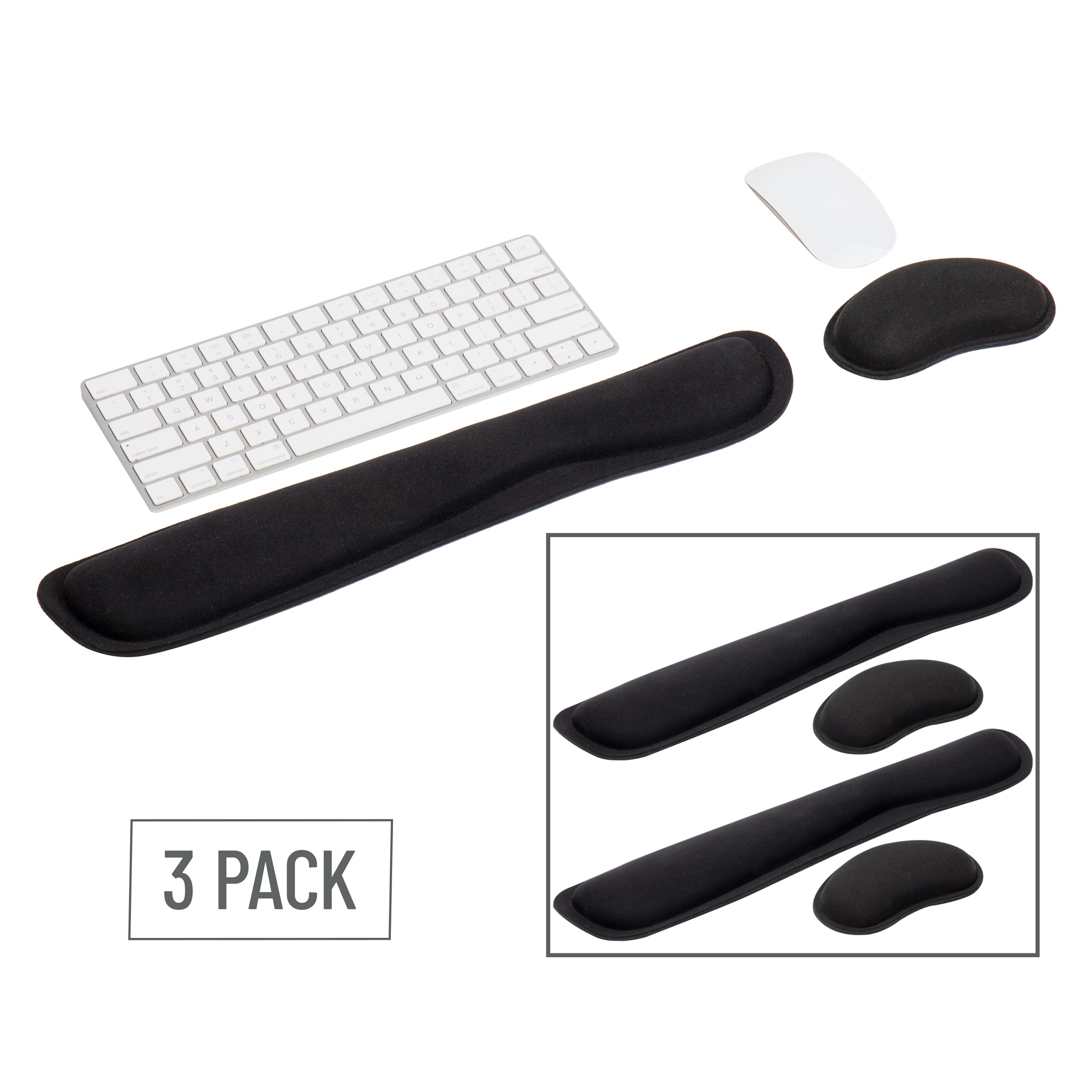 Mind Reader Harmony Collection Black Ergonomic Wrist Rest Sets for Keyboard & Mouse, 3ct.
