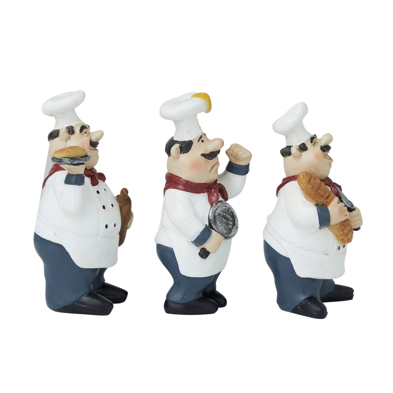 Set of 3" White Polystone Traditional Sculpture, 5" x 3" x 2"