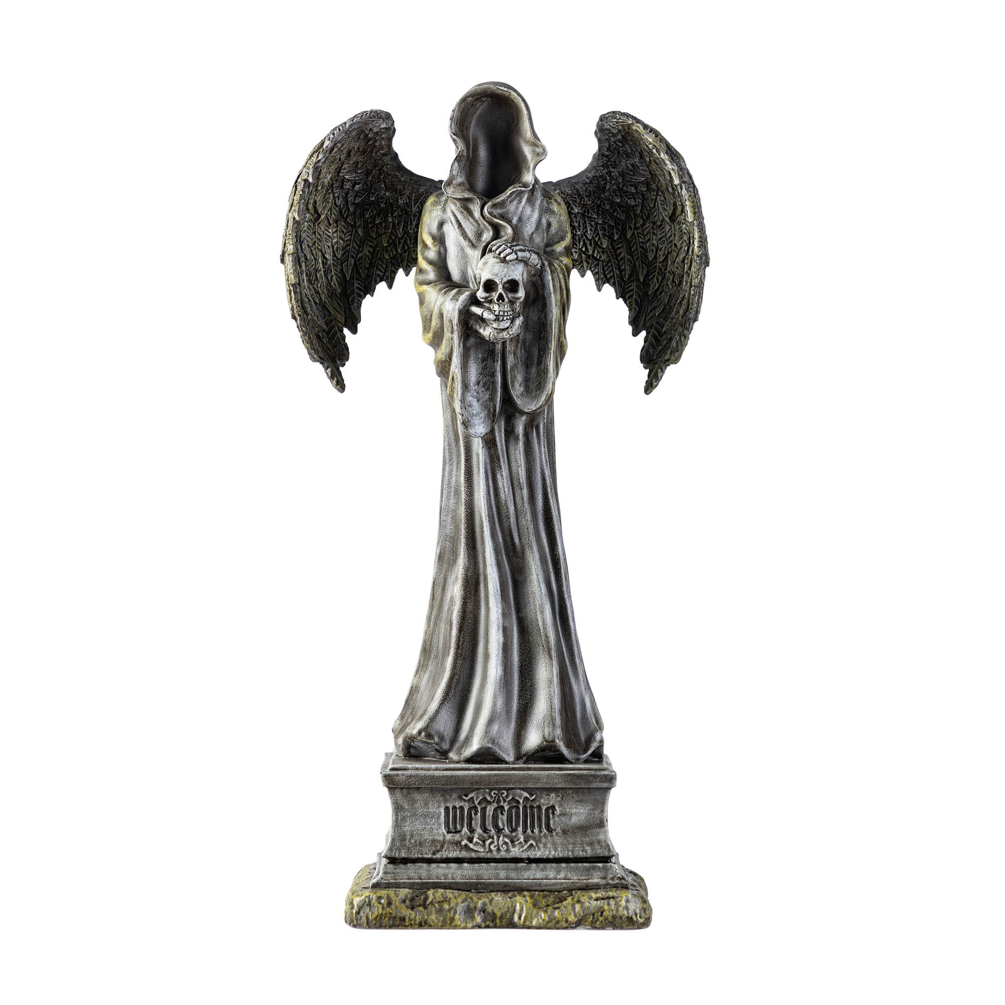Glitzhome&#xAE; 24&#x22;H Lighted Halloween Grim Reaper Resin Porch Decor