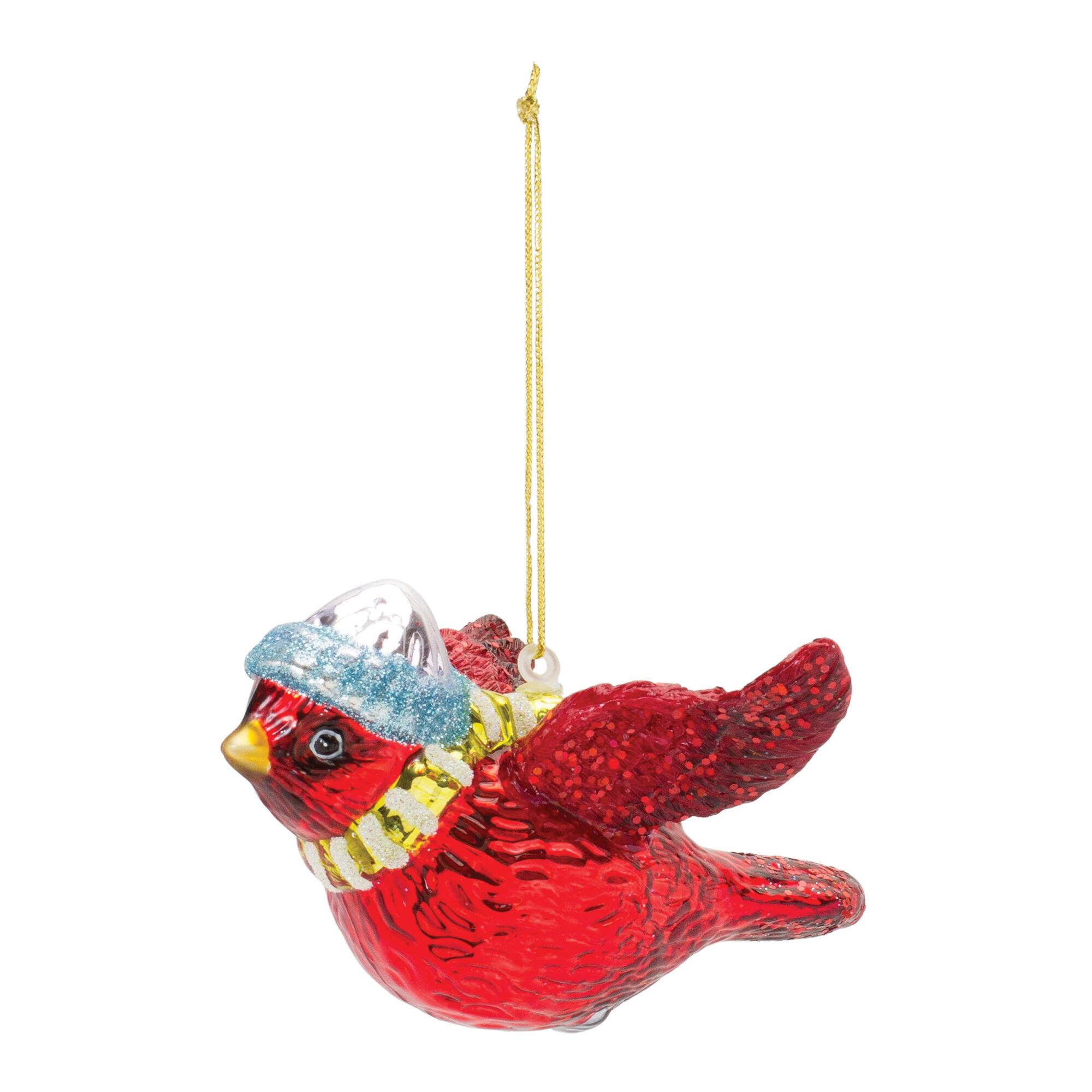 6ct. Red Glass Cardinal Bird Ornaments