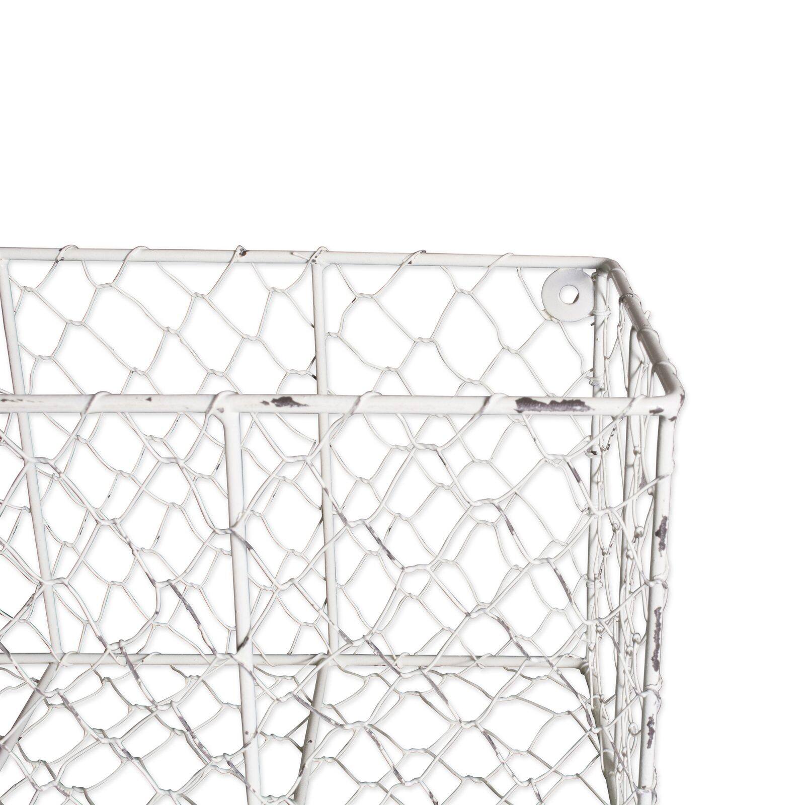 DII® Antique White Wall Mount Chicken Wire Basket Set