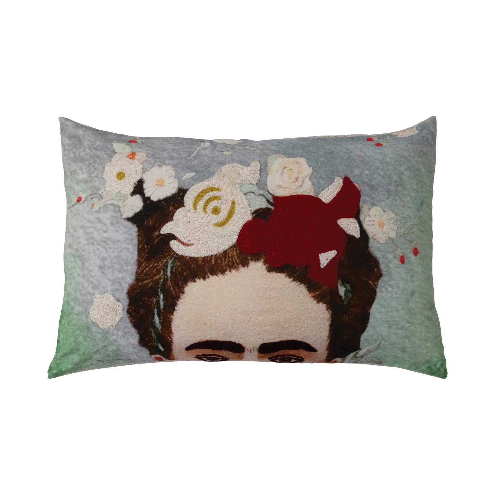 Hello Honey® Printed Frida Kahlo with Embroidery Cotton Lumbar Pillow