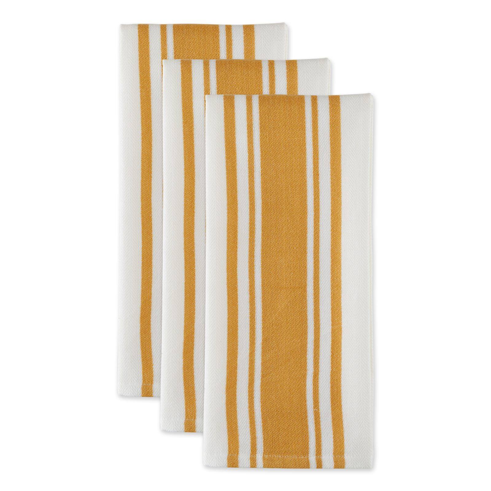 DII&#xAE; Honey Gold Chef Stripe Dish Towels, 3ct.