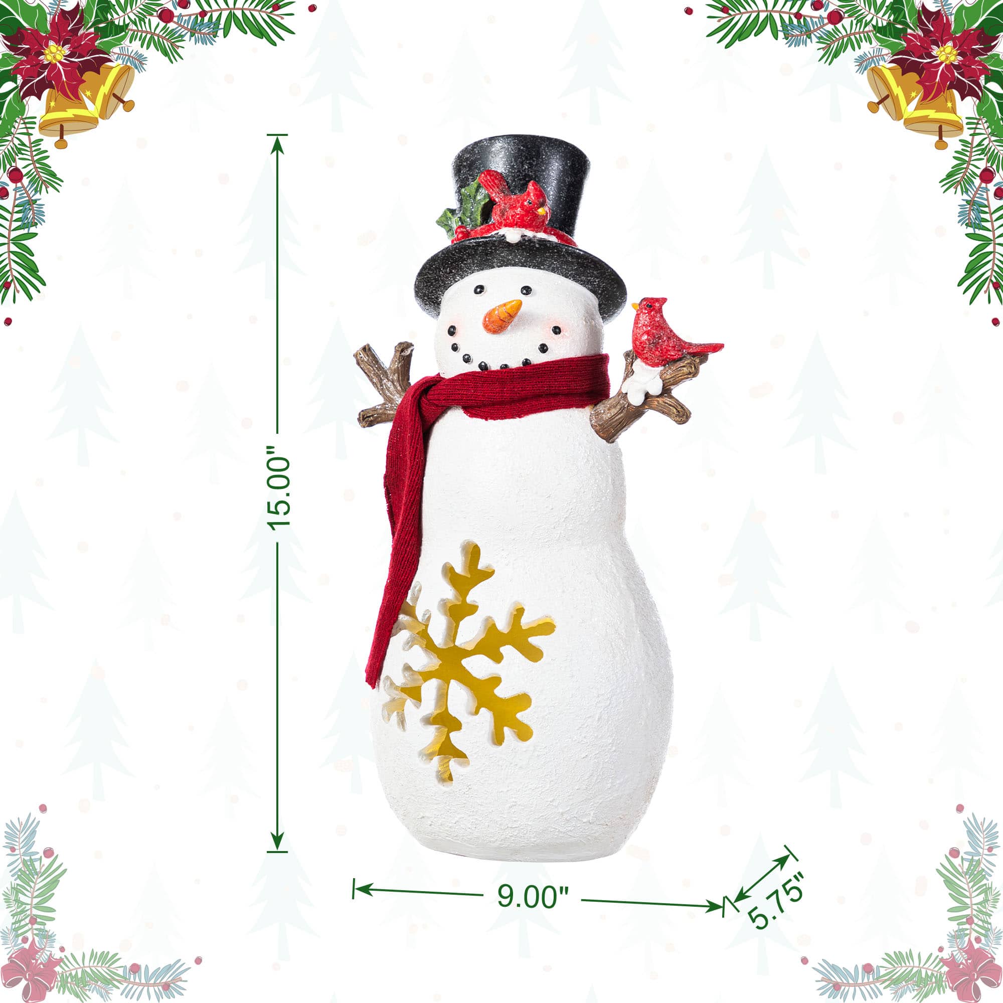 Glitzhome&#xAE; 15&#x22; Christmas Lighted Resin Snowman Table Decor