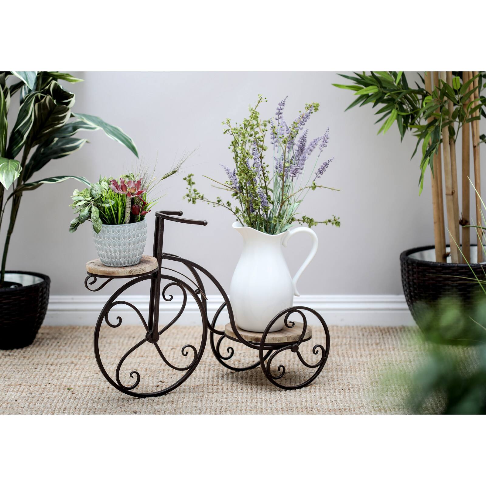 Brown Metal Farmhouse Bicycle Plantstand, 25&#x22; x 19&#x22;