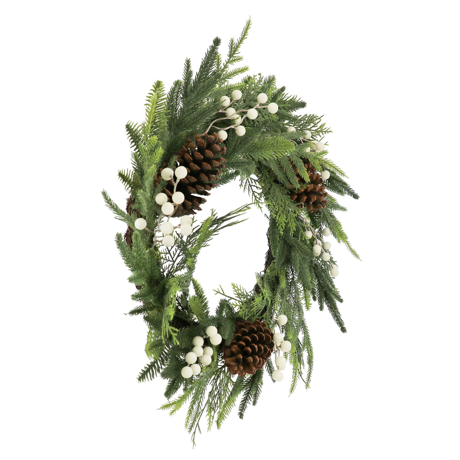 24&#x22; White Berry &#x26; Pinecone Wreath by Ashland&#xAE;