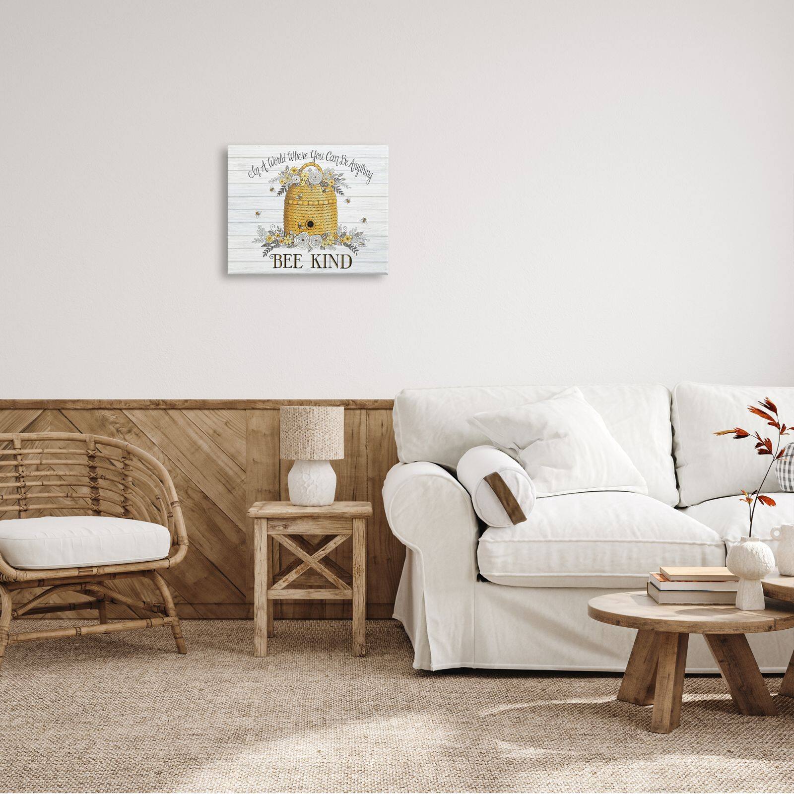 Stupell Industries In A World Bee Kind Motivational Phrase Beehive Canvas Wall Art