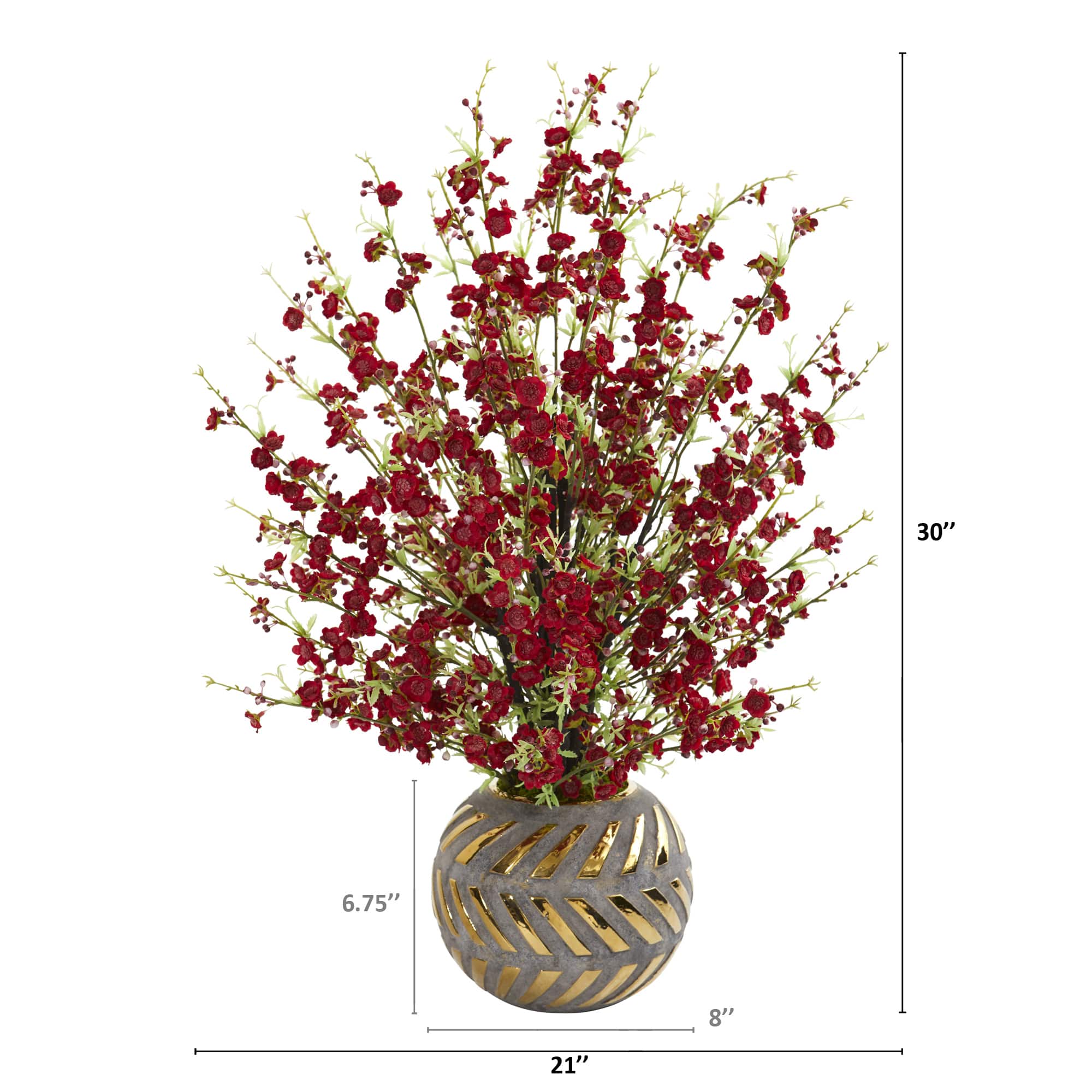 2.5ft. Cherry Blossom Arrangement in Gold Trimmed Stoneware Vase