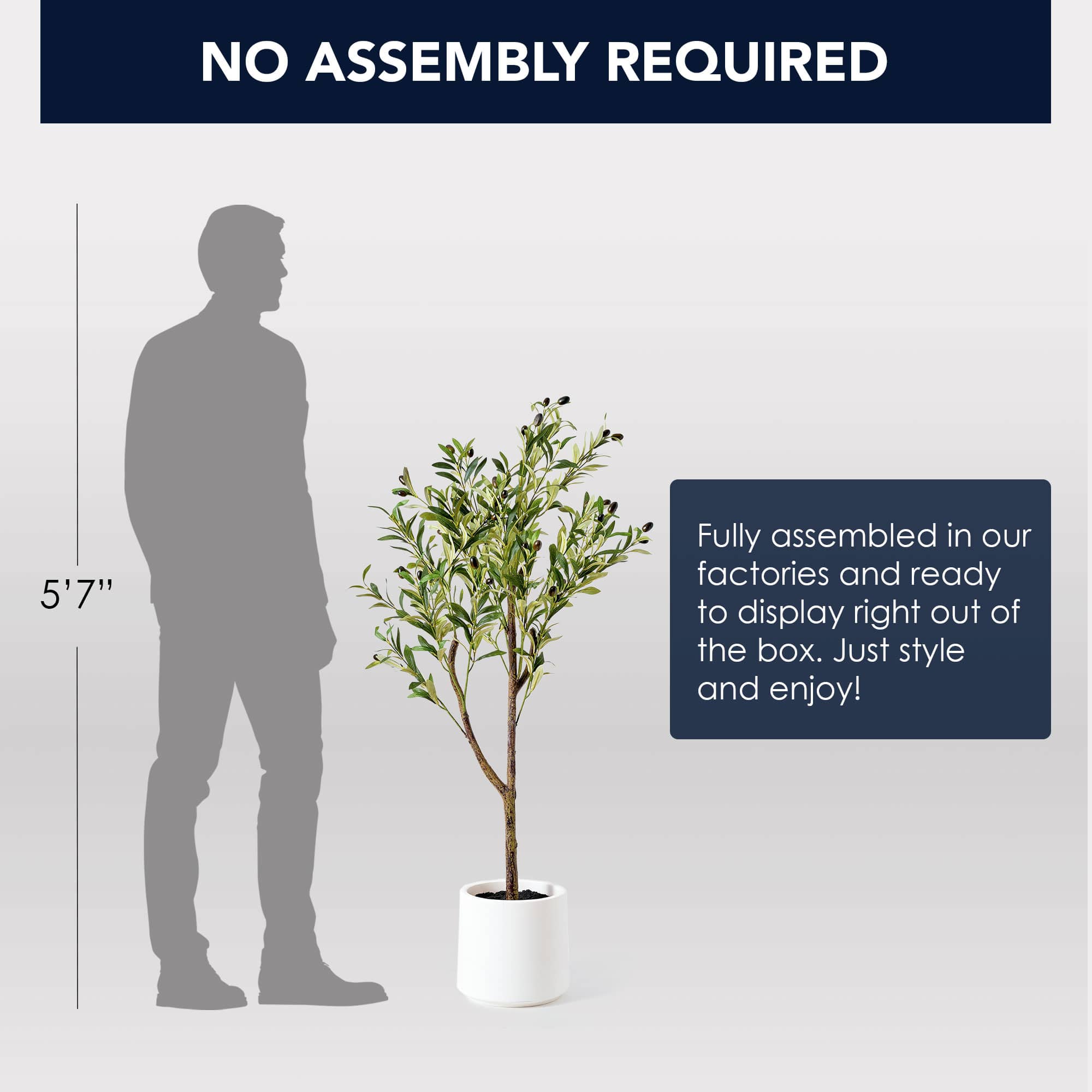 American Art Decor 4ft. Realistic Artificial Olive Tree in White Pot