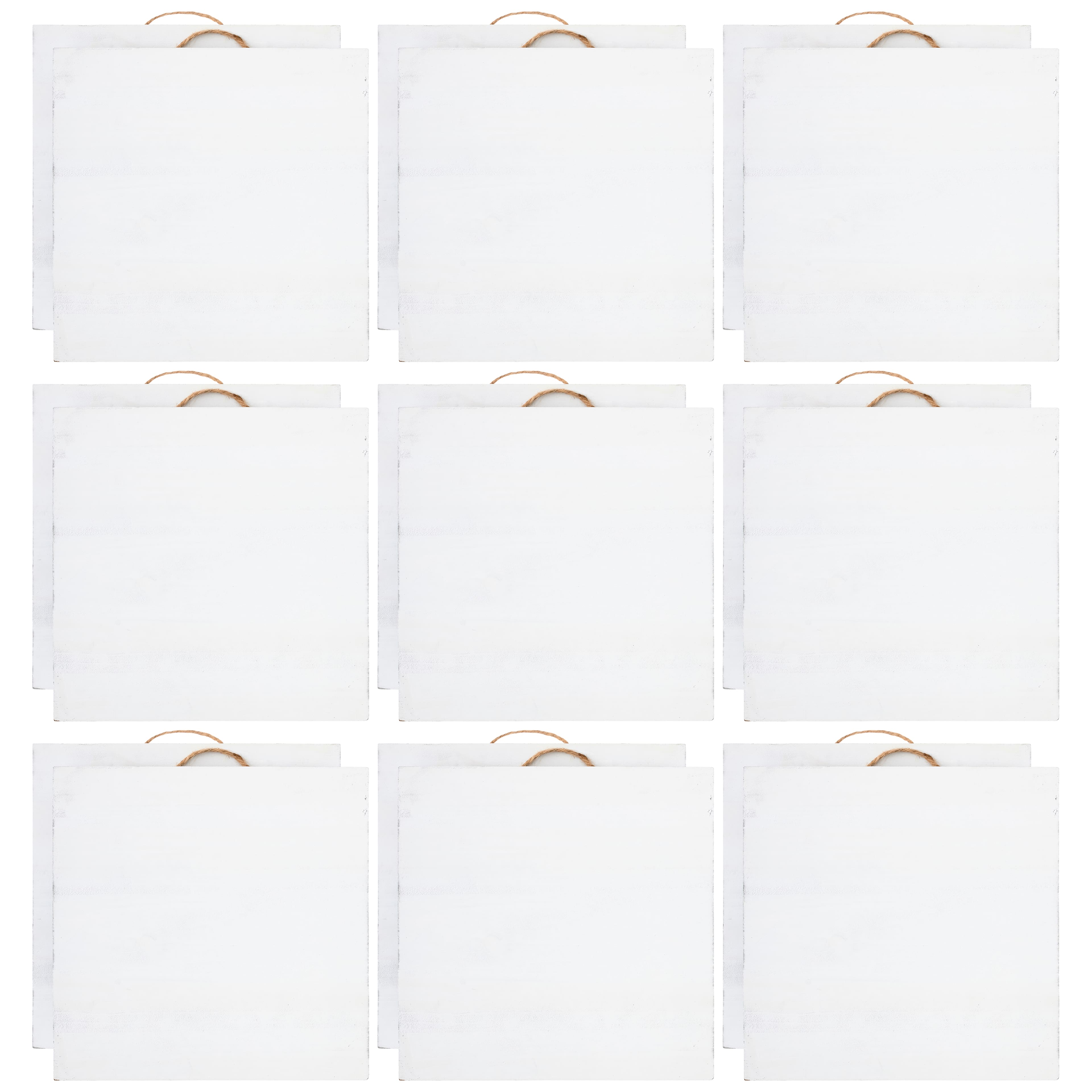 9 Packs: 2 ct. (18 total) 10" x 10" Whitewashed Wood Square Plaques by Make Market®