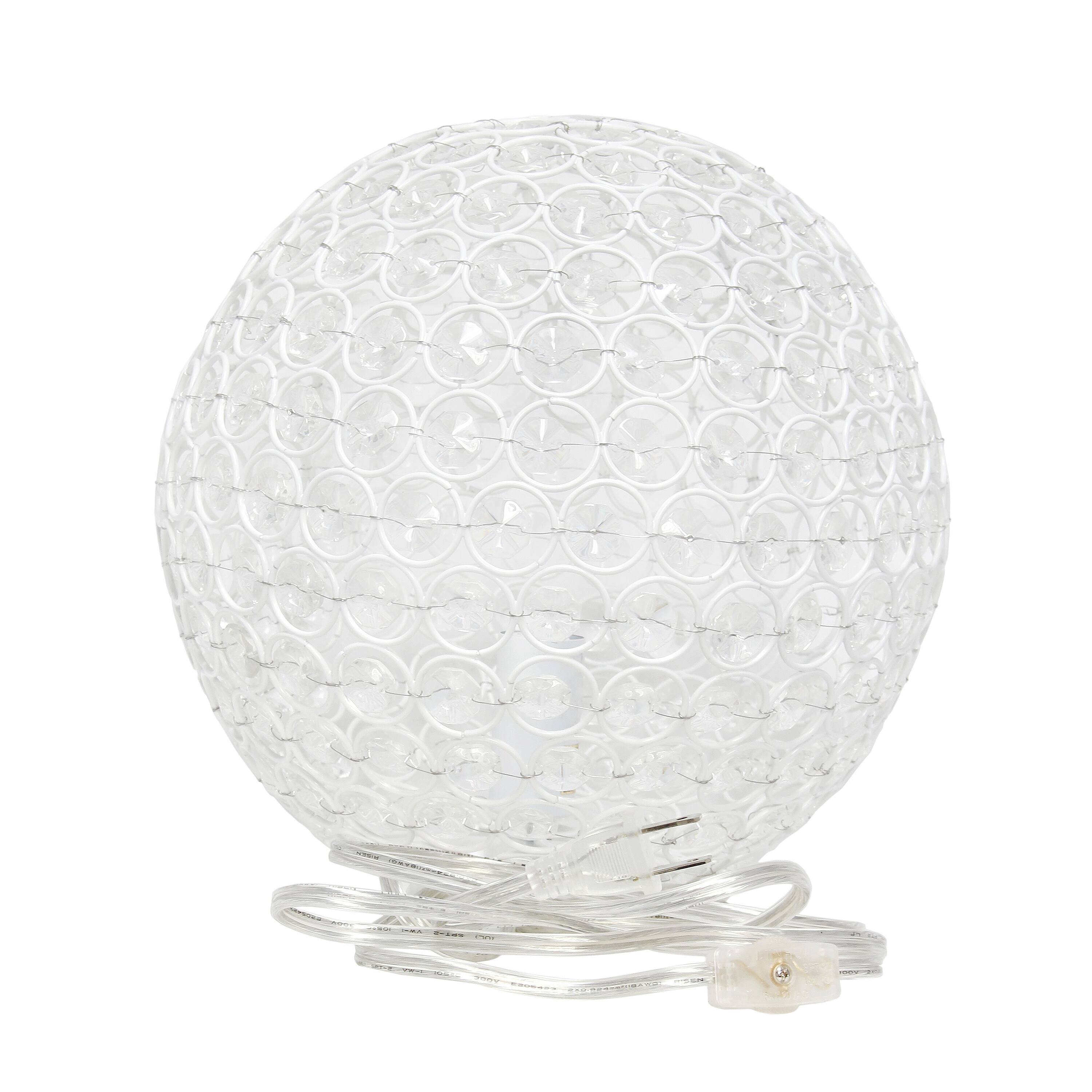 Lalia Home 10&#x22; Medium Metal Crystal Round Orb Table Lamp