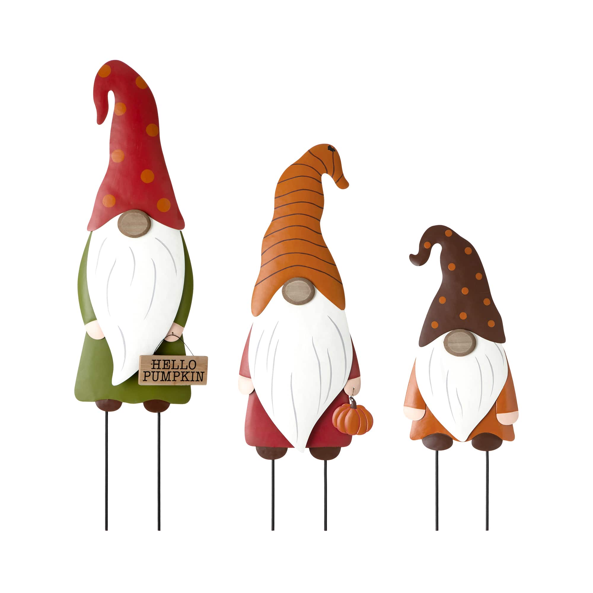Glitzhome&#xAE; Gnome Family Metal Yard Stake or Standing D&#xE9;cor Set