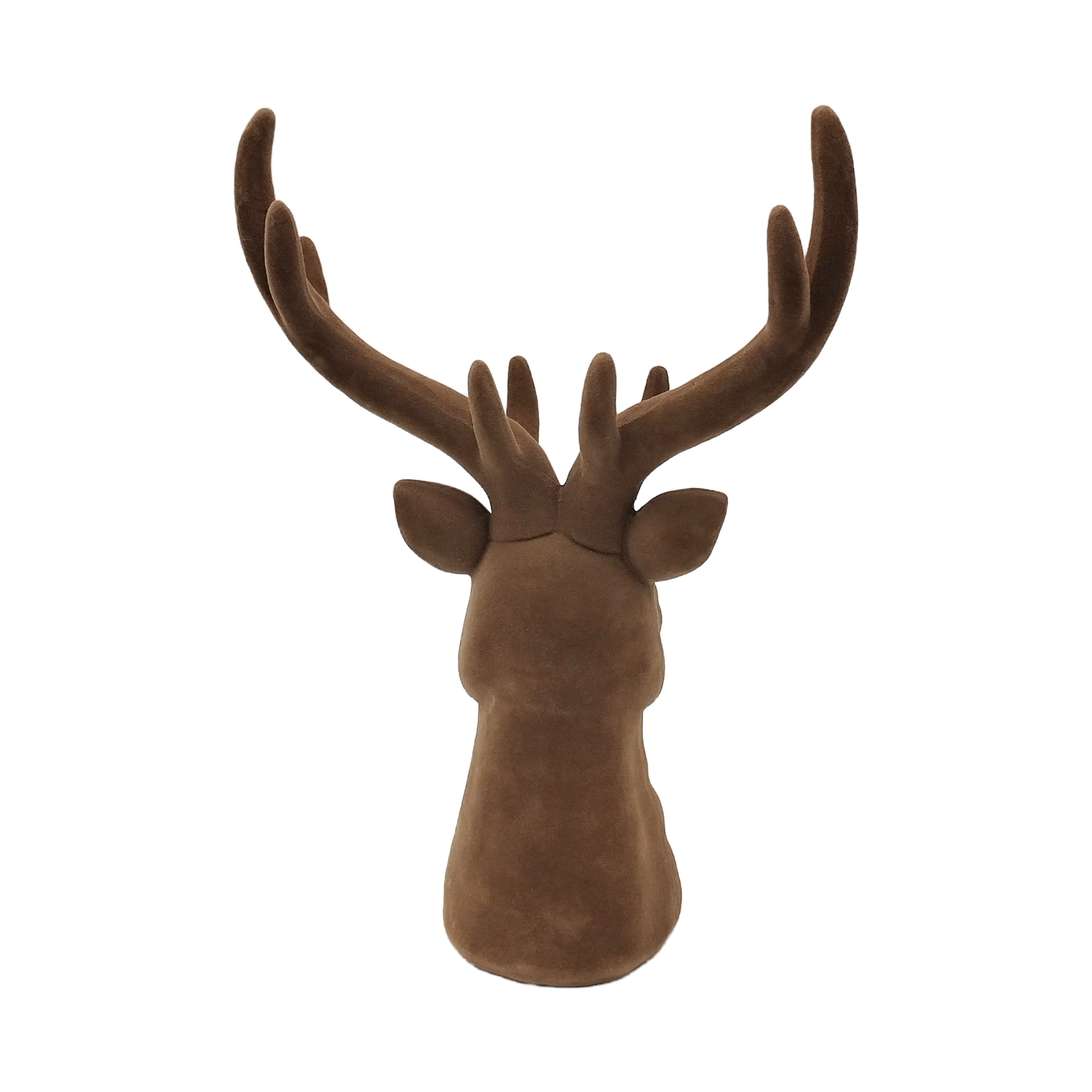 11&#x22; Brown Flocked Reindeer Head by Ashland&#xAE;