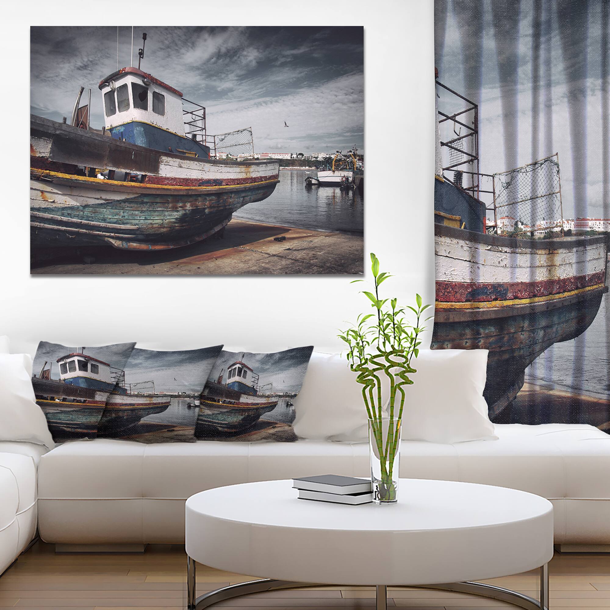 Designart - Old Fishing Boat - Boat Canvas Art Print