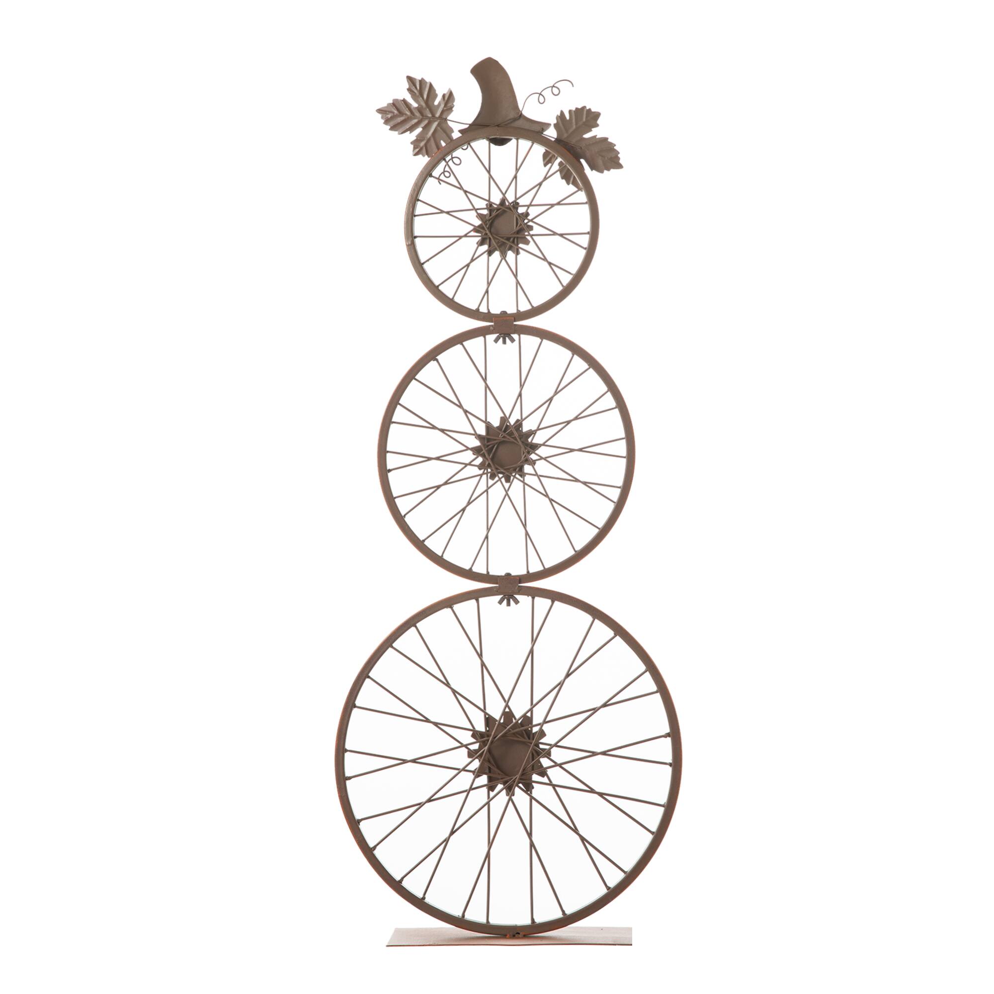 Glitzhome&#xAE; 33.25&#x22; Fall Metal Bicycle Wheel Pumpkin Porch D&#xE9;cor