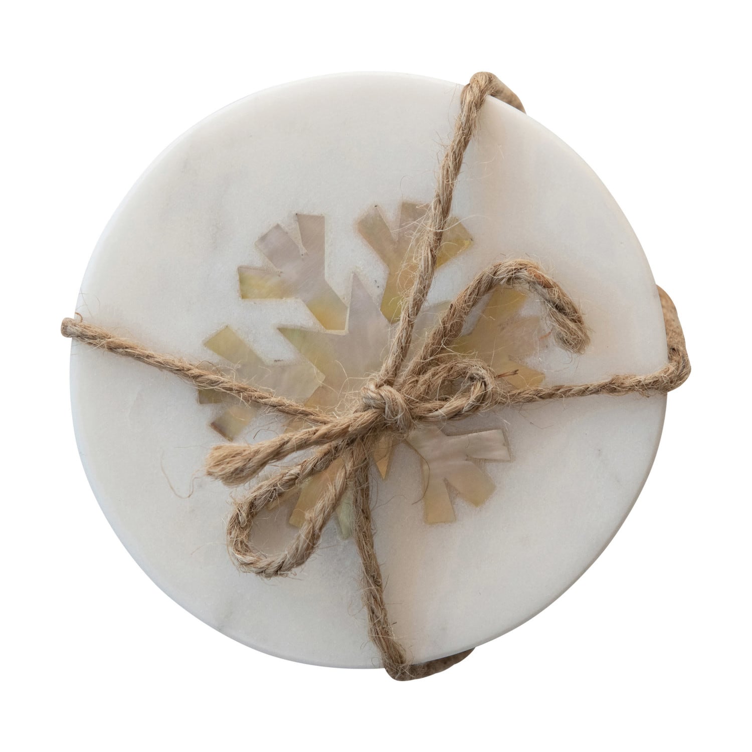 Hello Honey® Marble Coasters with Mother of Pearl Snowflake Inlay, 4ct.